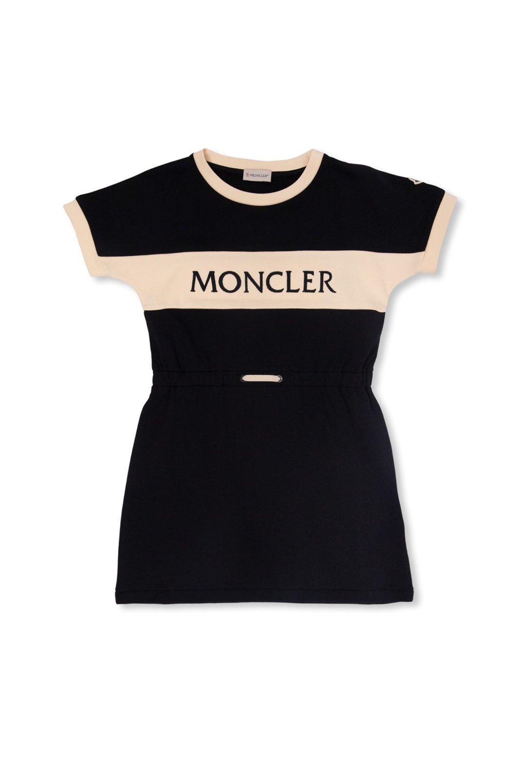 Shop Moncler Striped Logo Dress