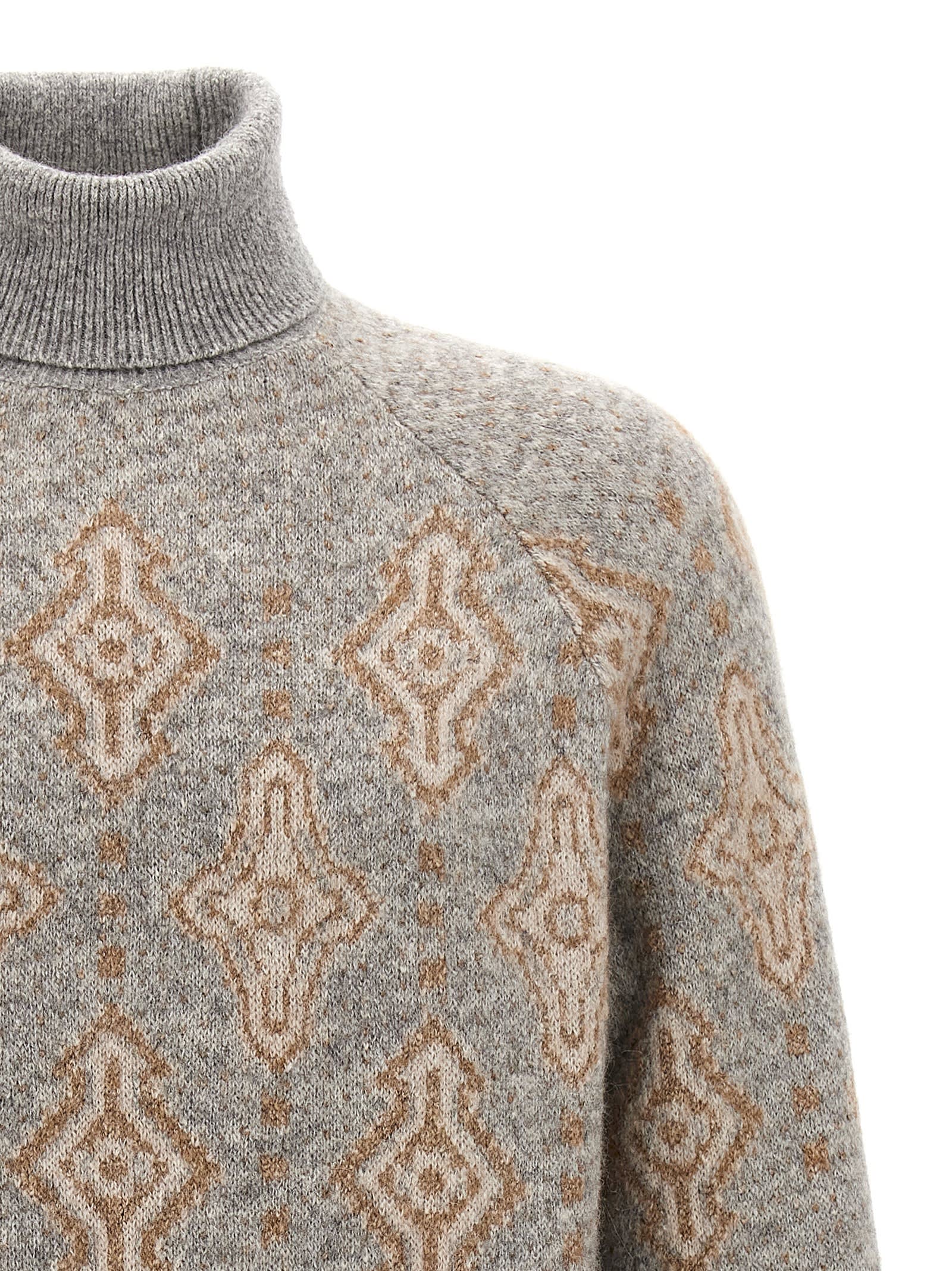 Shop Brunello Cucinelli Jacquard Sweater In Gray