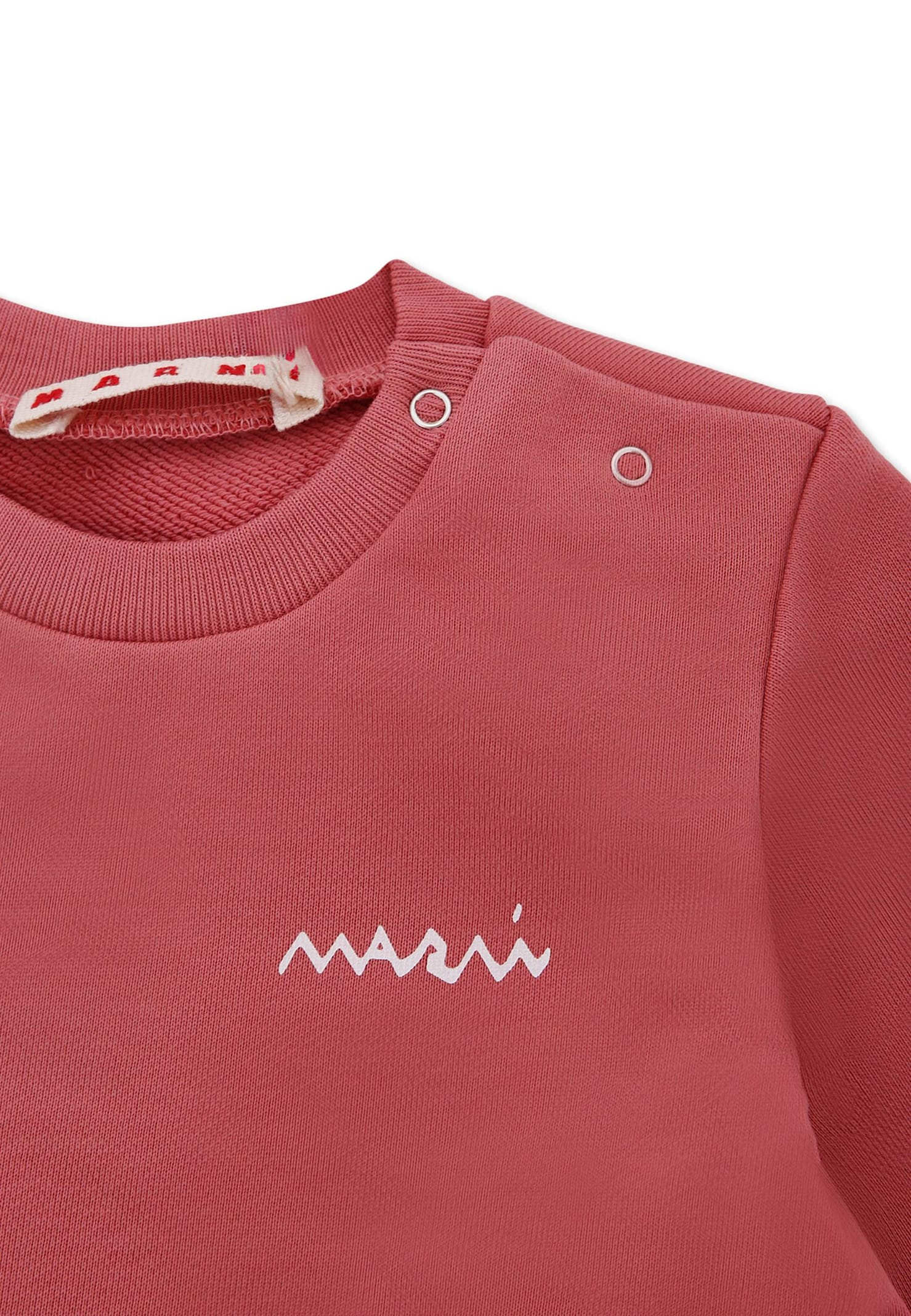 Marni Pink Dress For Baby Girl With Logo In Brown