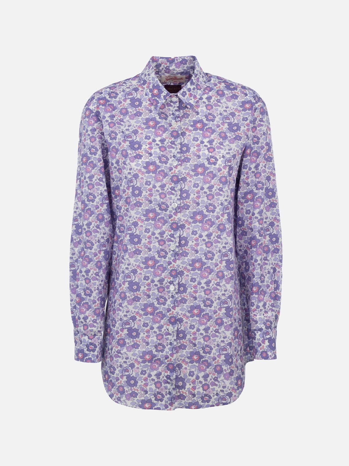 Shop Mc2 Saint Barth Woman Cotton Shirt Brigitte With Betsy Print Made With Liberty Fabric In Lilac