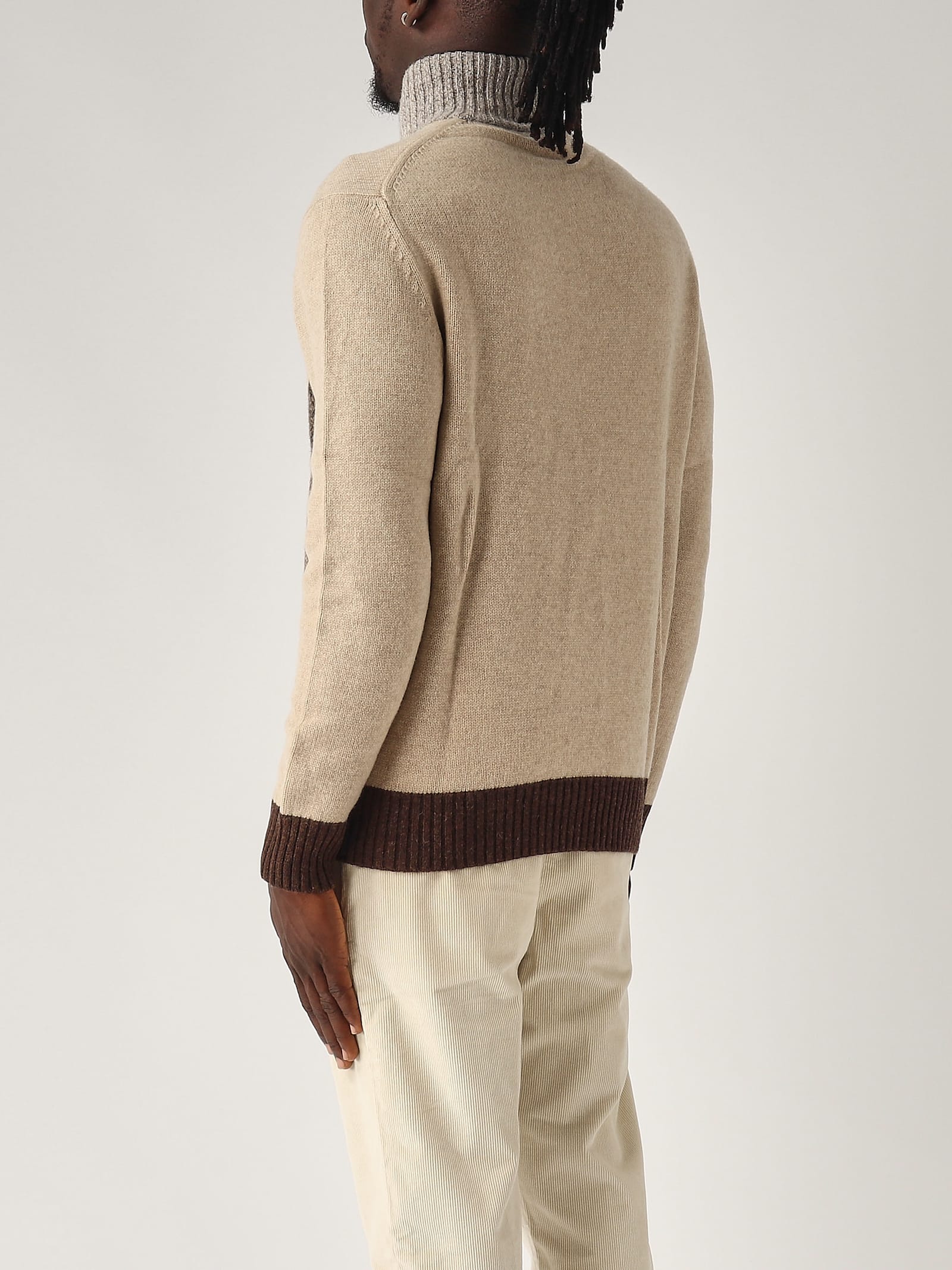 Shop Ballantyne T Neck Pullover 2 Bottoni Sweater In Beige