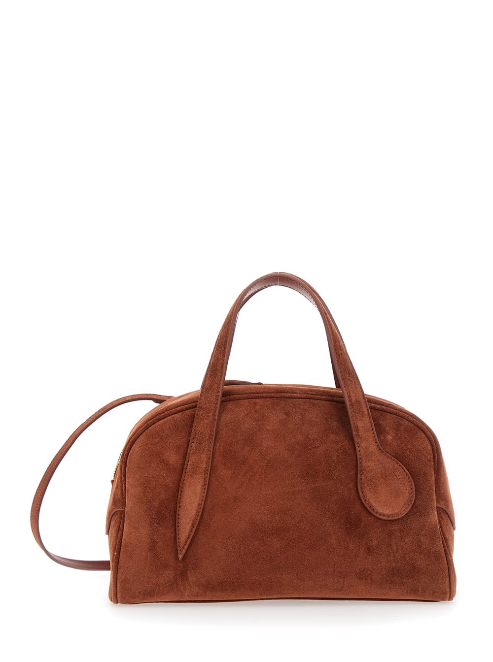 Brown Mini Handbag With Adjustable And Removable Shoulder Strap In Suede Woman