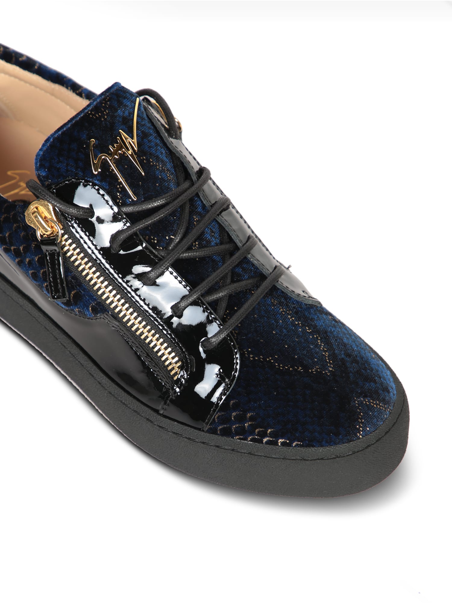 Shop Giuseppe Zanotti Frankie Zip Croco Black Sneakers