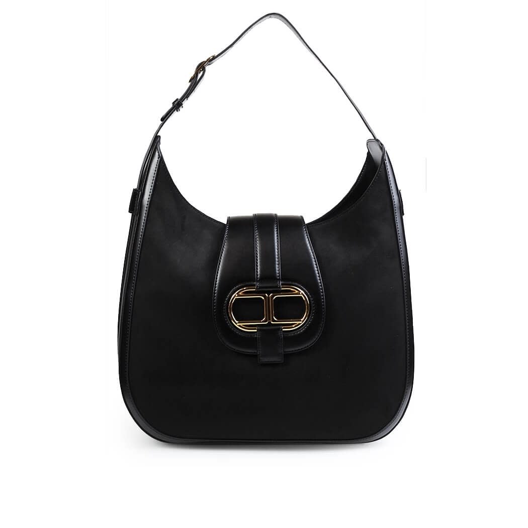 Elisabetta Franchi Black Shoulder Bag With Maxi Logo