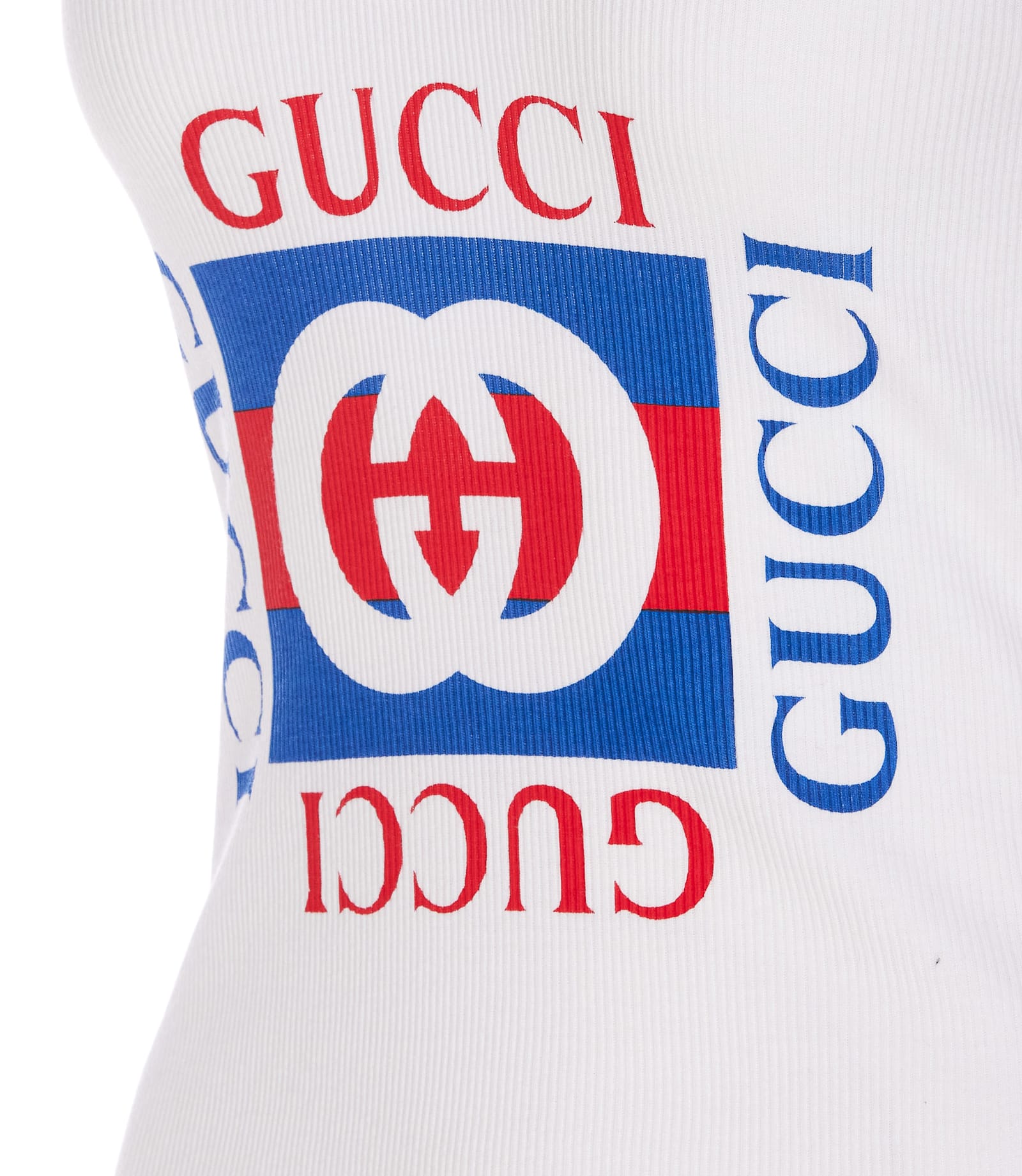 Shop Gucci Ribbed Tank Top  Print In White