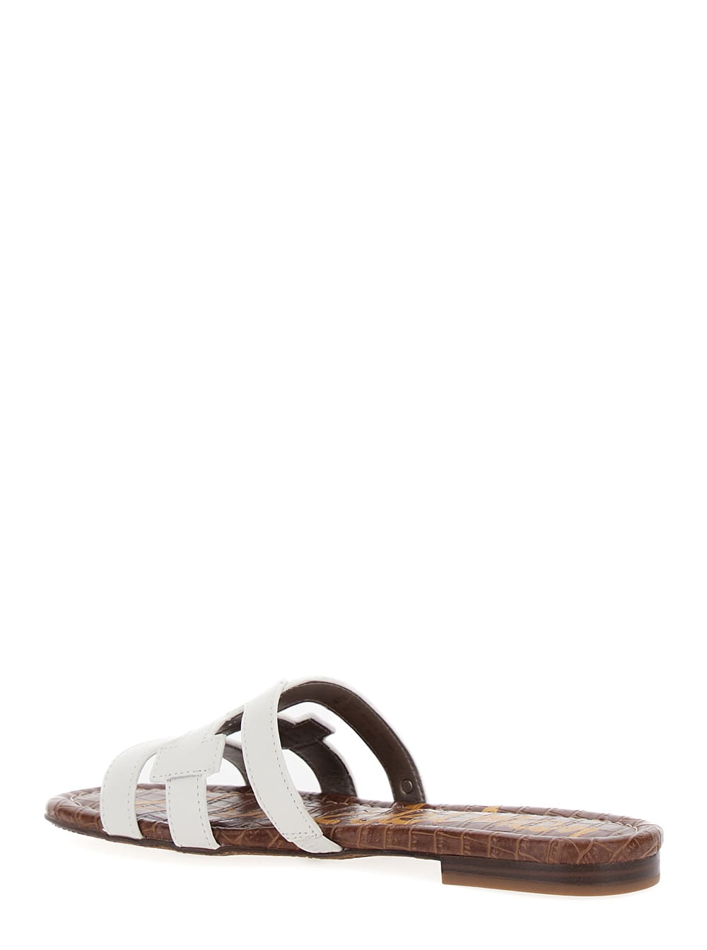Shop Sam Edelman Bay Slide White Slip-on Sandals With Logo Detail In Leather Woman