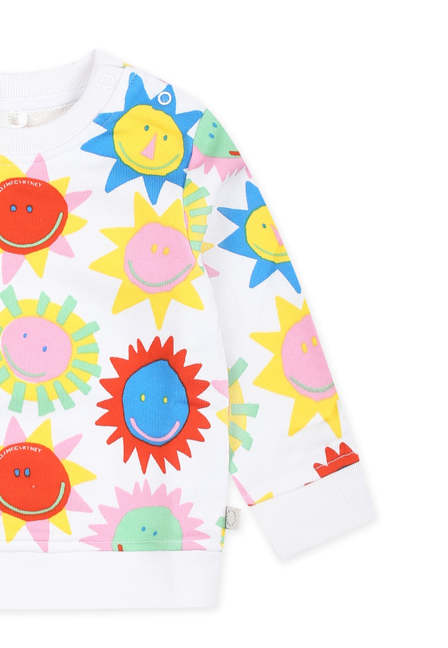 Stella Mccartney White Sweatshirt For Baby Gitl With Sun In White
