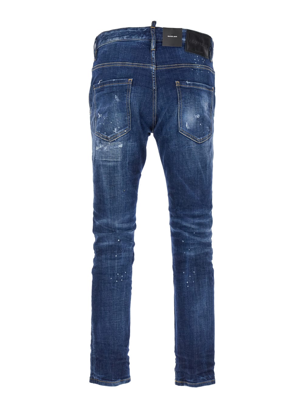 Shop Dsquared2 Skater Blue Skinny Jeans With Paint Stains In Stretch Cotton Denim Man