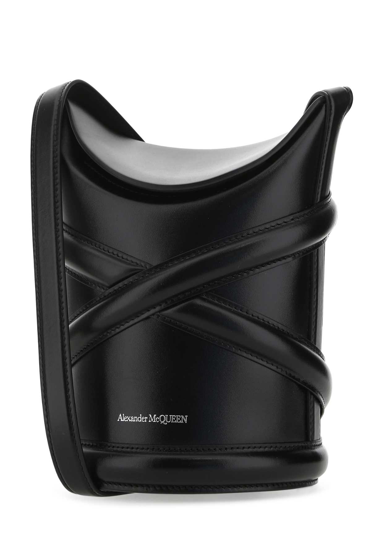Alexander Mcqueen Black Leather The Curve Bucket Bag