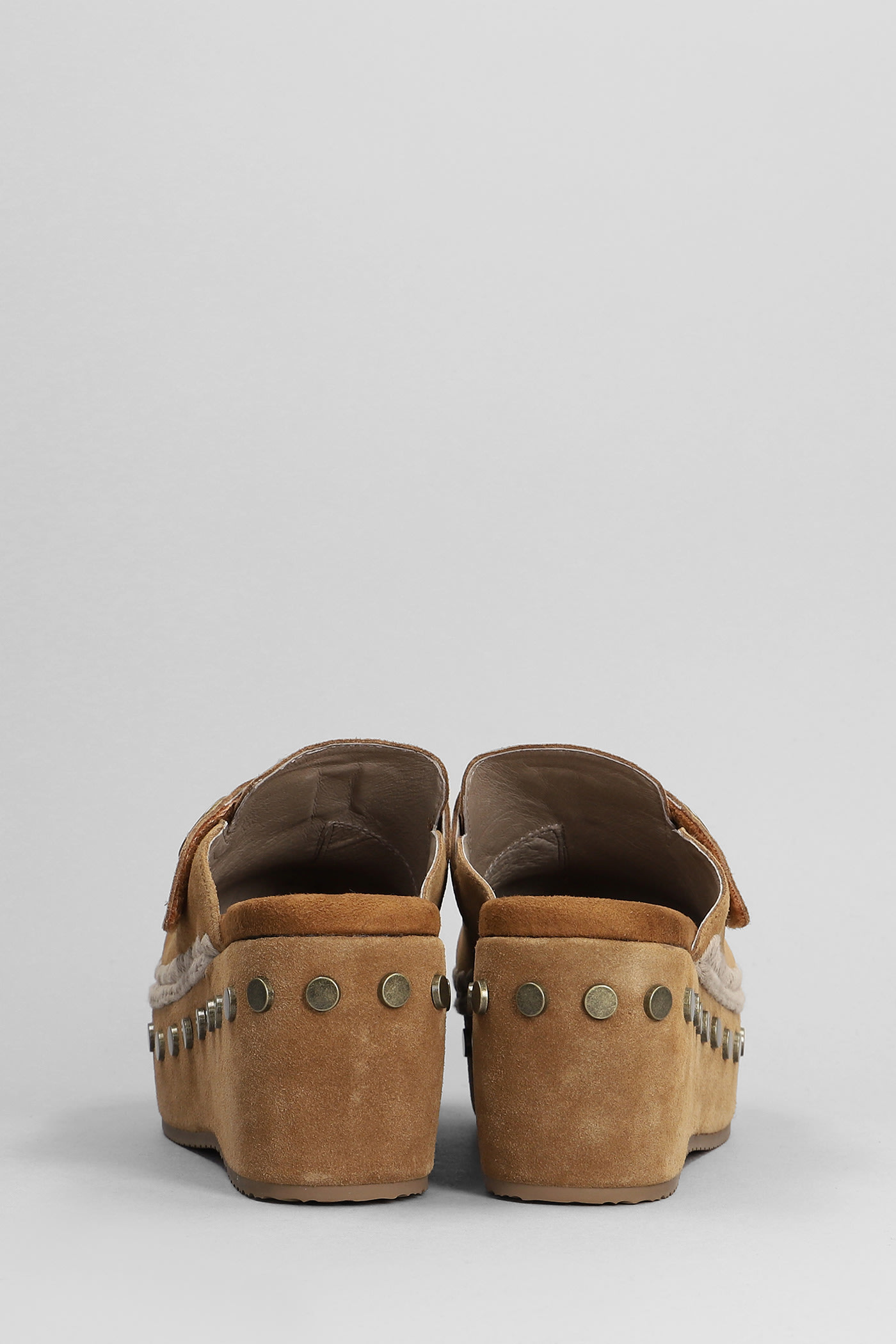 Shop Mou Clog Slipper-mule In Leather Color Suede In Brown