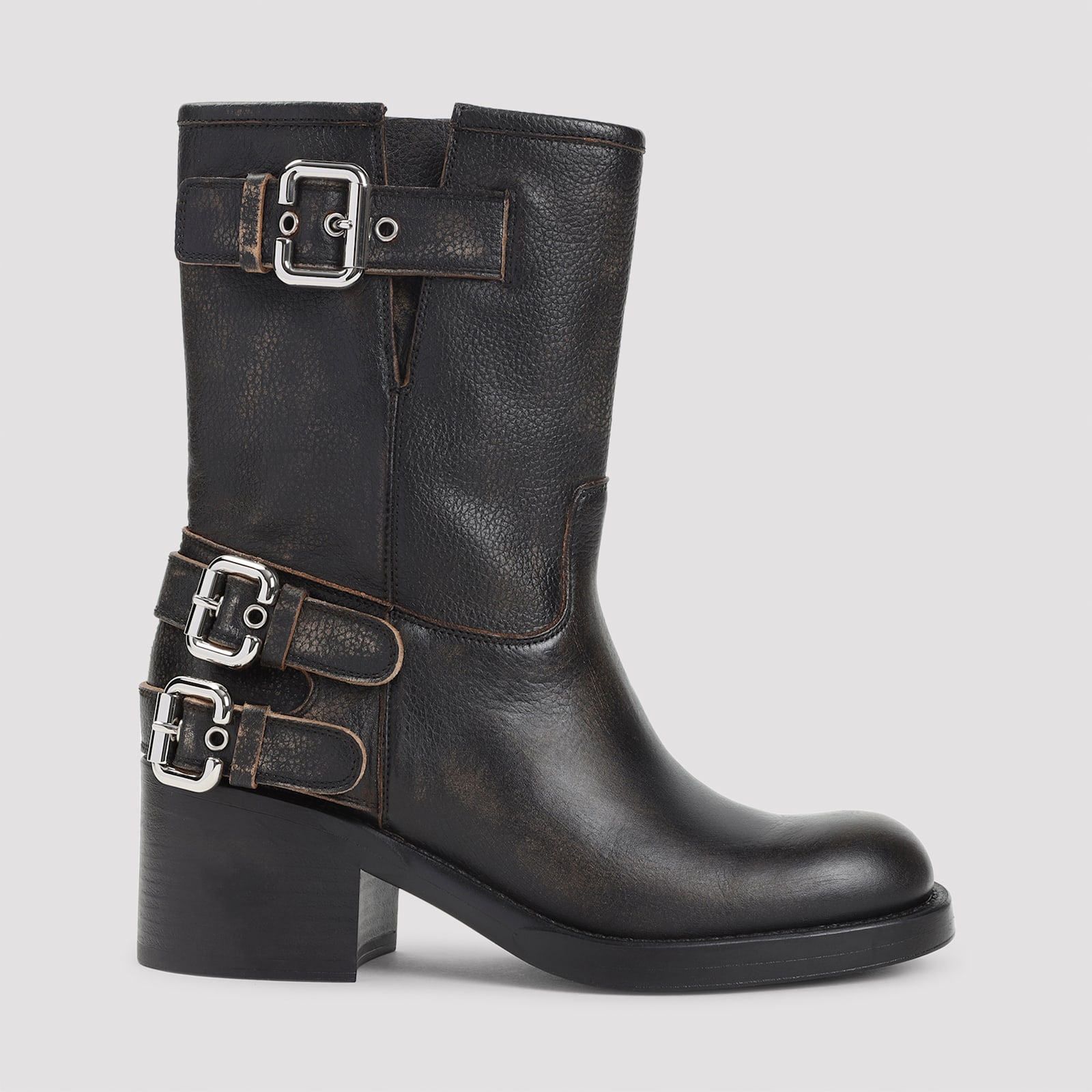 Chloé Dakota Block Heel Buckle Mid-calf Boots In Black