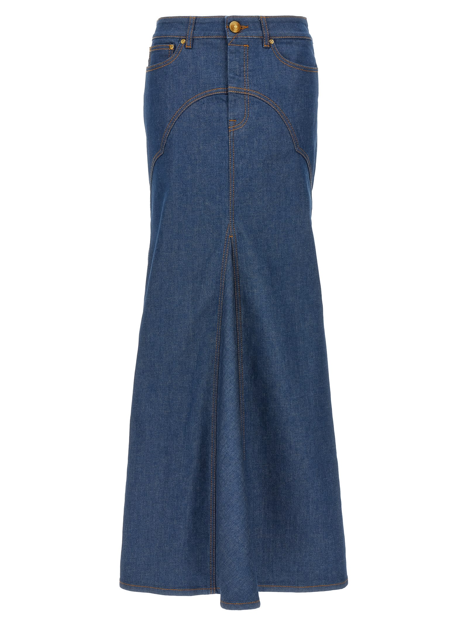 Shop Zimmermann Maxi Denim Skirt In Blue