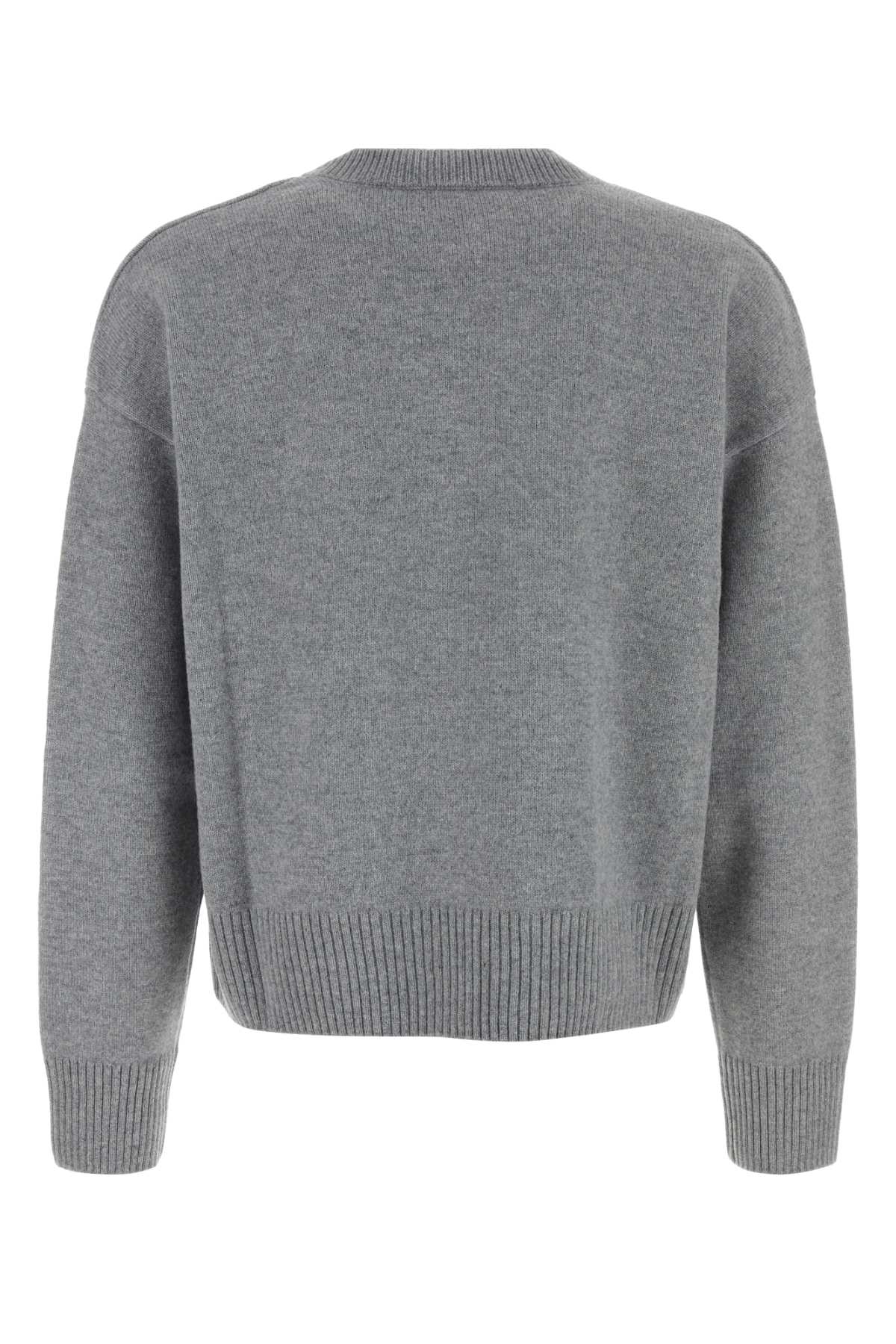 Ami Alexandre Mattiussi Puff Logo Patch Sweater Sweaters And Cardigans Gray In Gray
