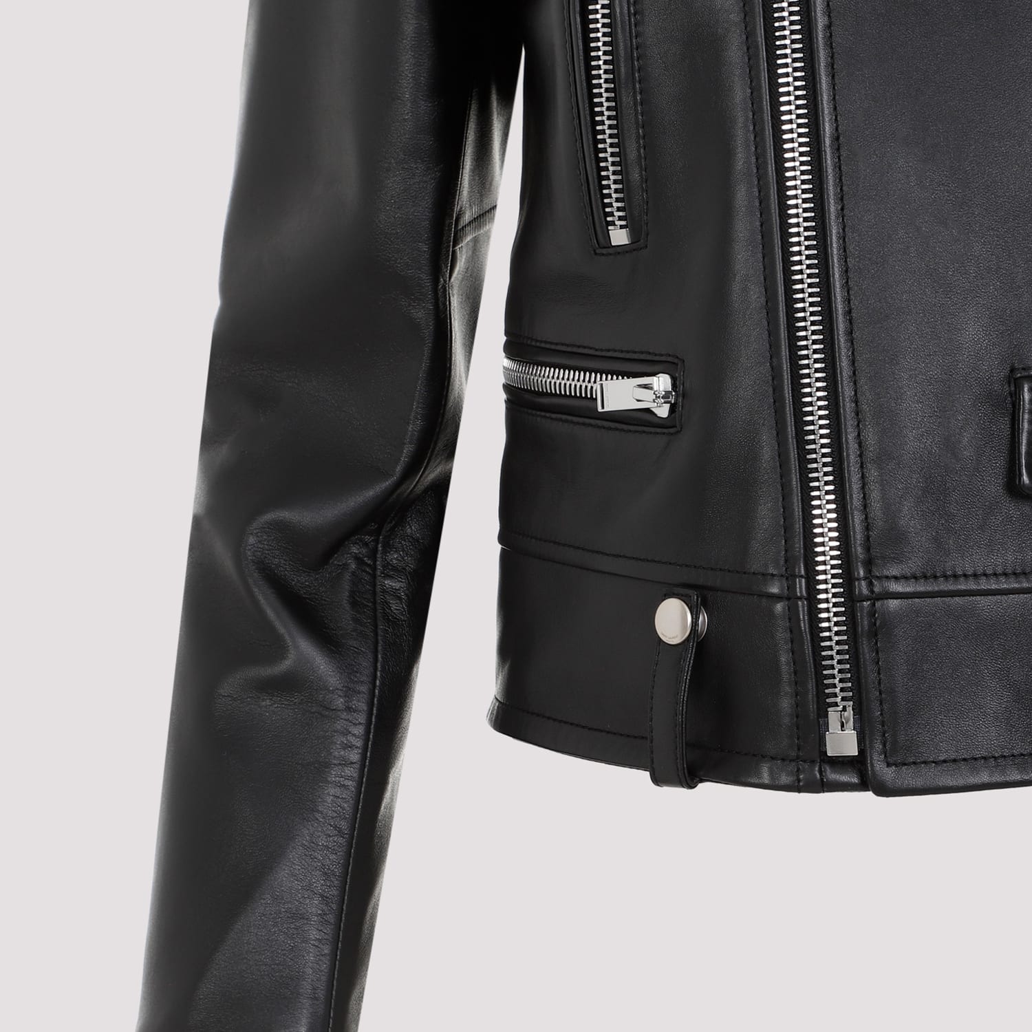 Shop Saint Laurent Motor Jacket In Black