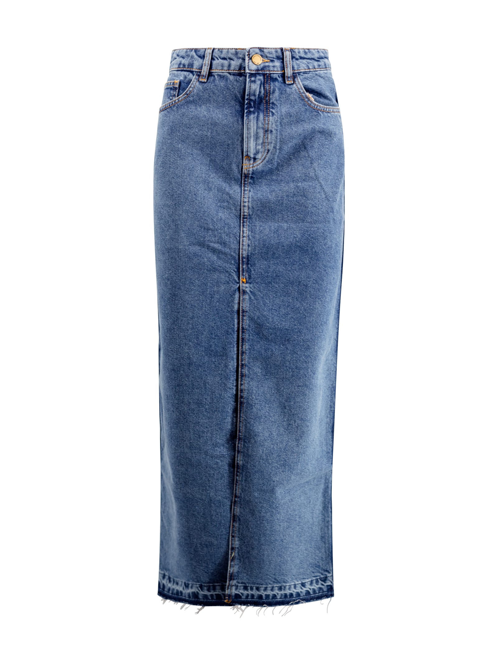 PHILOSOPHY DI LORENZO SERAFINI MID-RISE DENIM MAXI SKIRT