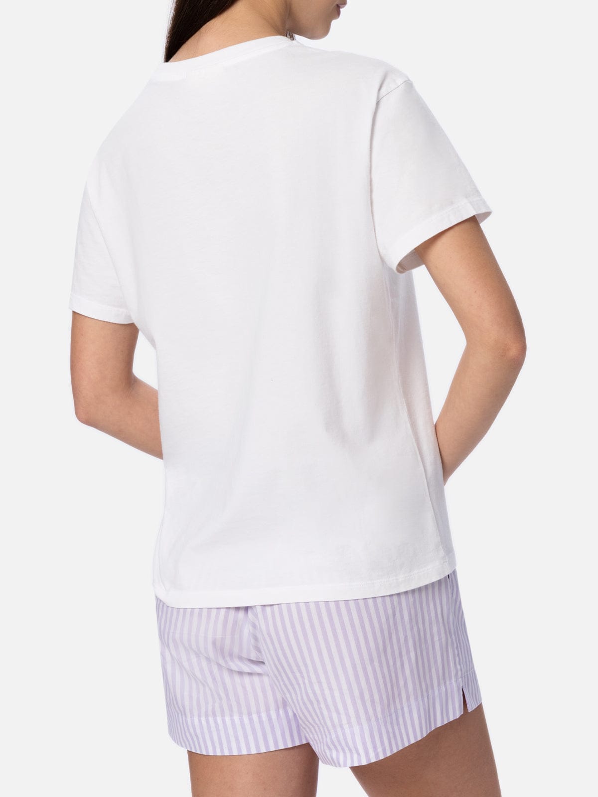 Mc2 Saint Barth Woman Cotton Jersey Crewneck T-shirt Emilie With Save Water, Drink Spritz Embroidery In White