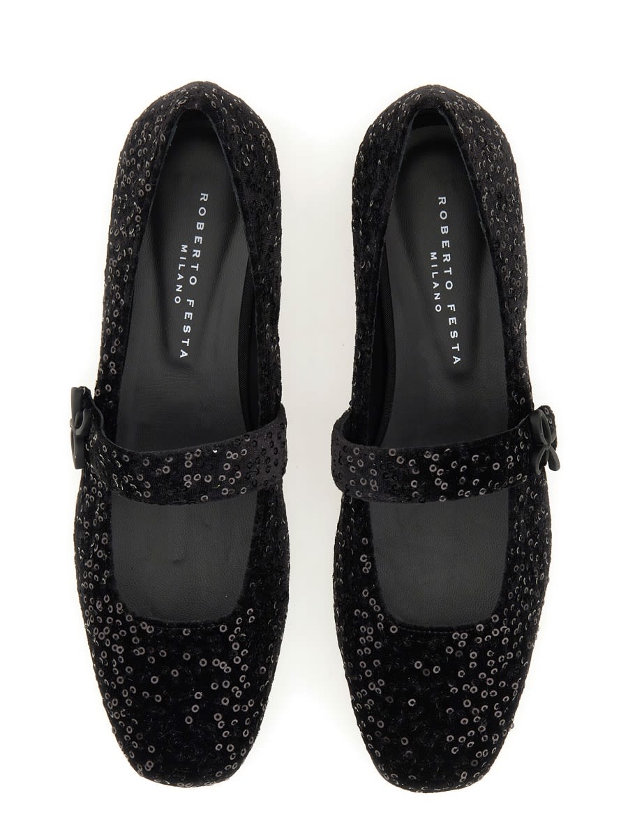 Shop Roberto Festa Ballerina With Rhinestones In Black