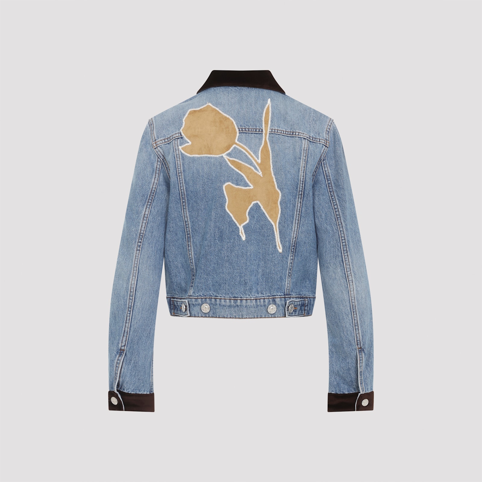 Marni Washed Bull Denim Trucker Cropped Jacket In Blue