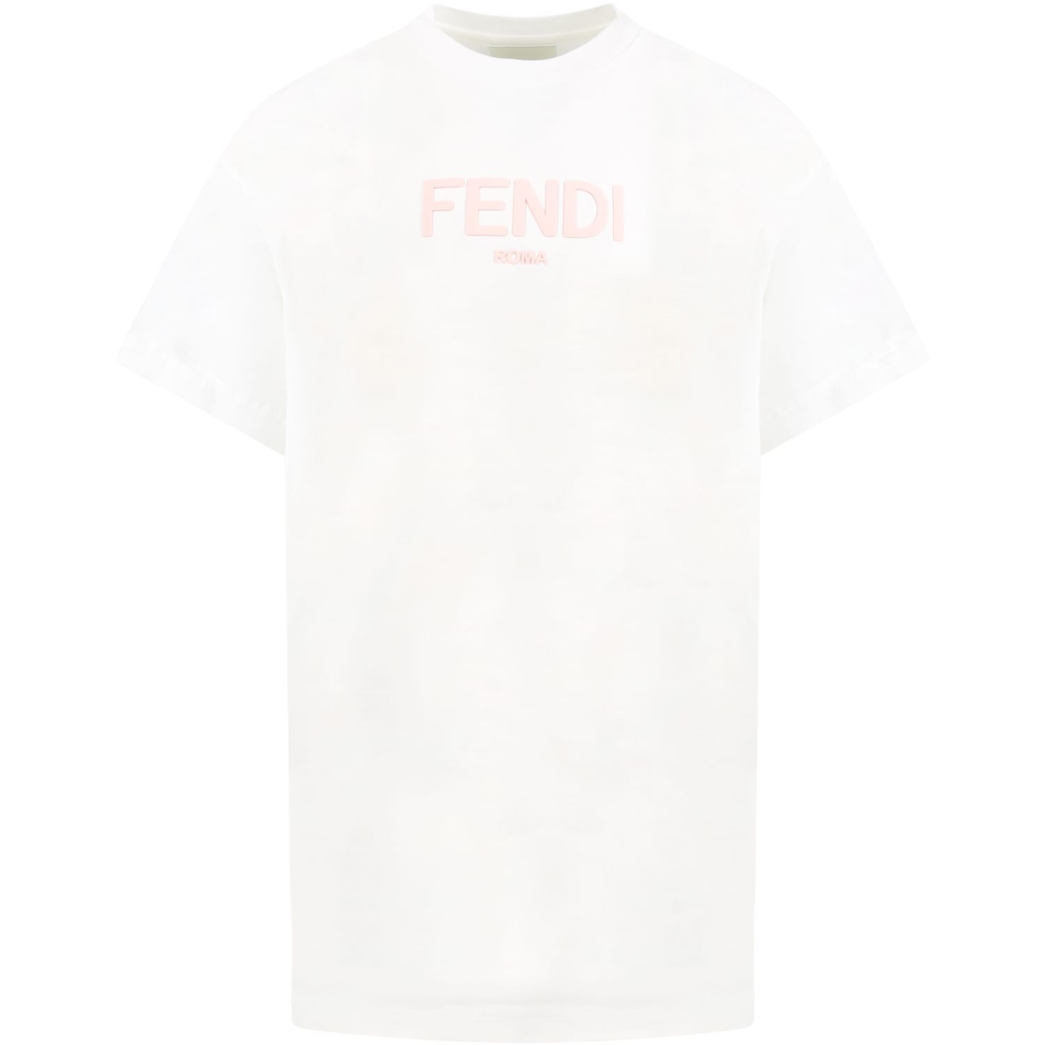 Fendi White Dress For Girl With Logo