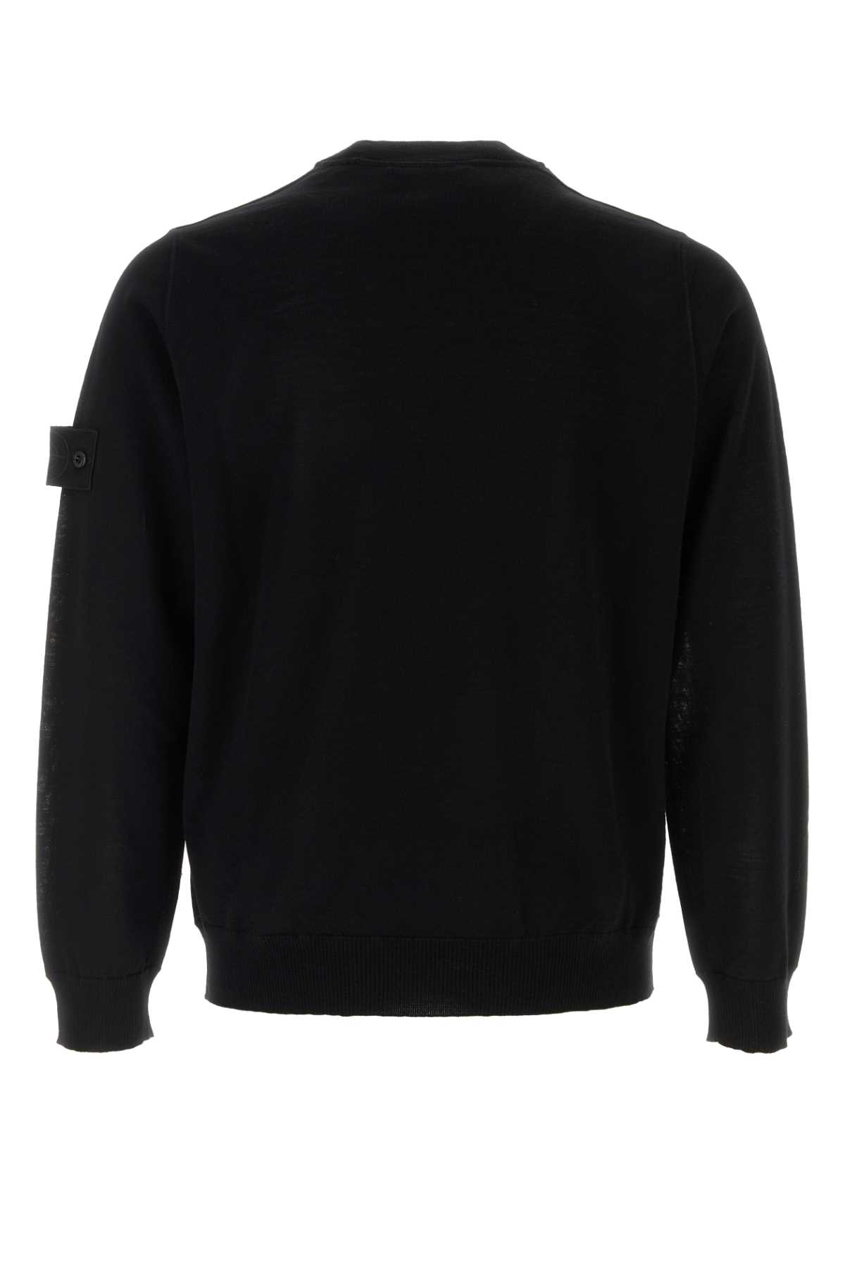Stone Island Blue Virgin Wool Crewneck Sweater In Black