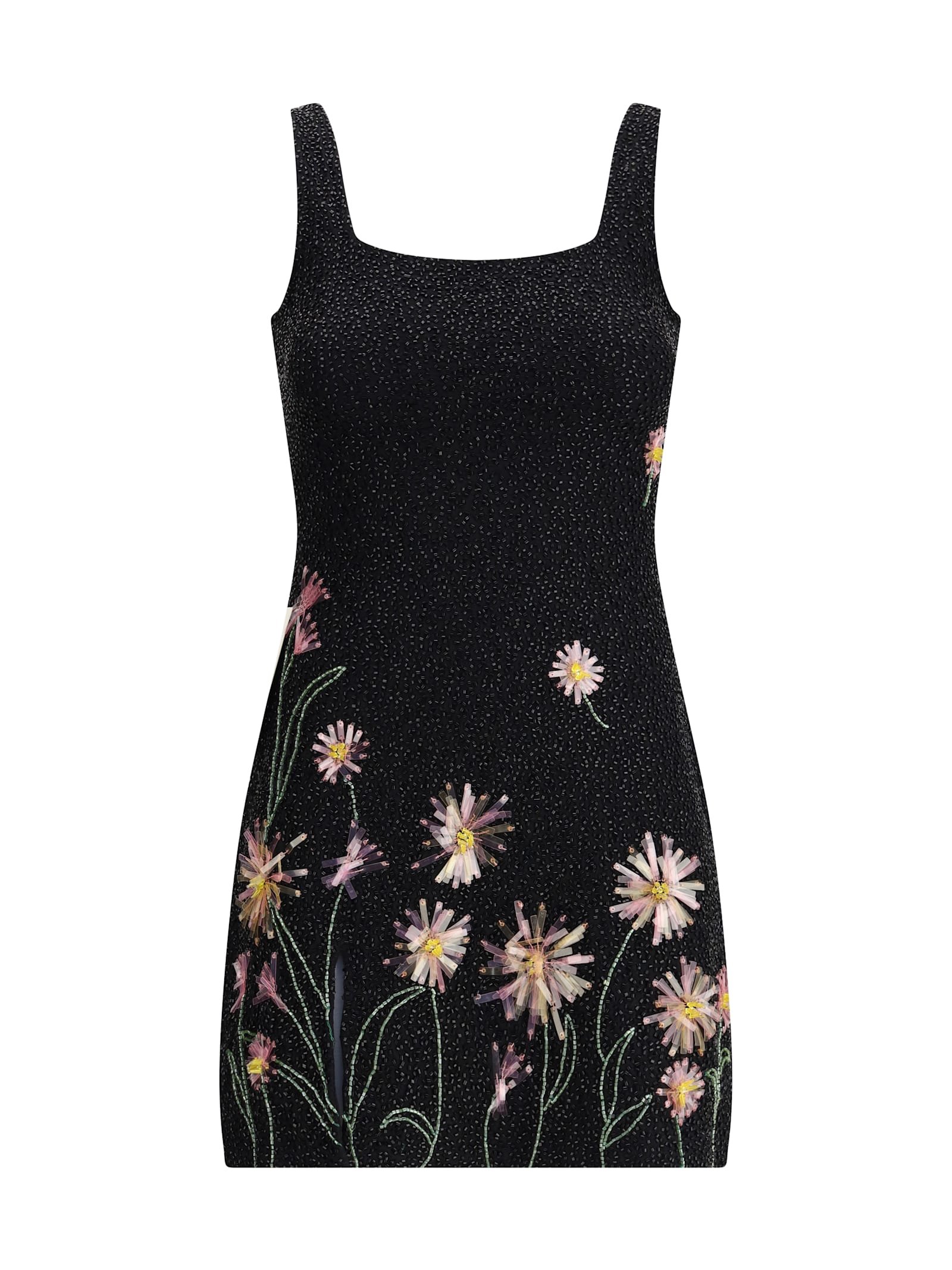 Staud Le Sable Sequin-embellished Floral Mini Dress In Black
