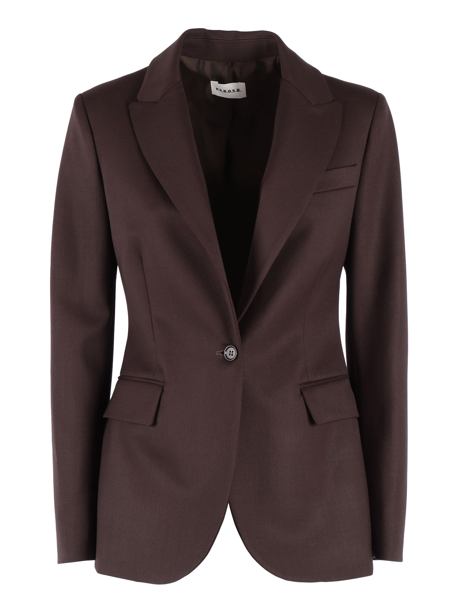 P.a.r.o.s.h Tailored Blazer With Structured Shoulders In Brown