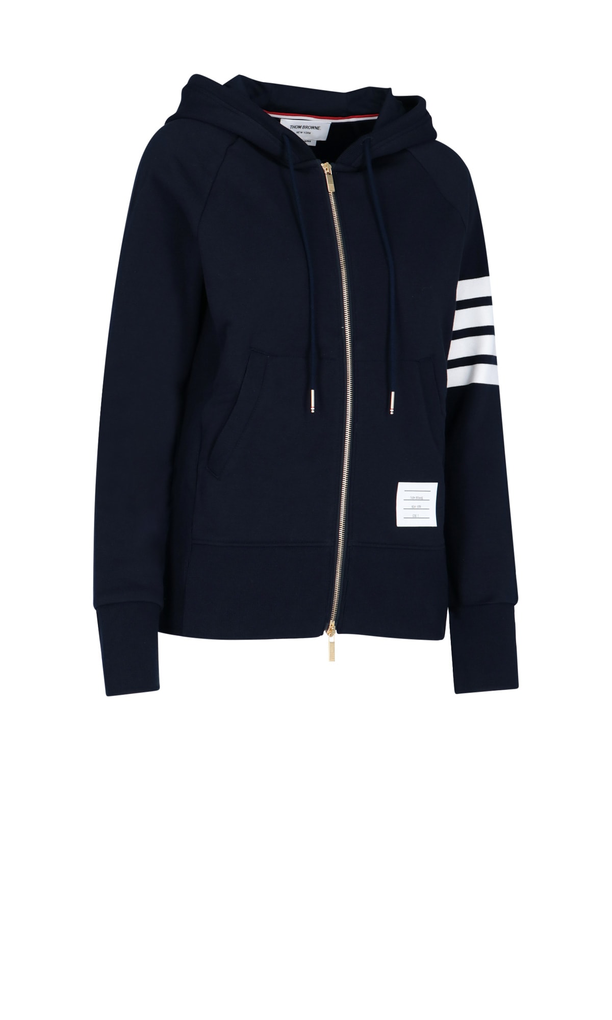 Shop Thom Browne Zipped Hoodie 4-bar In Blue