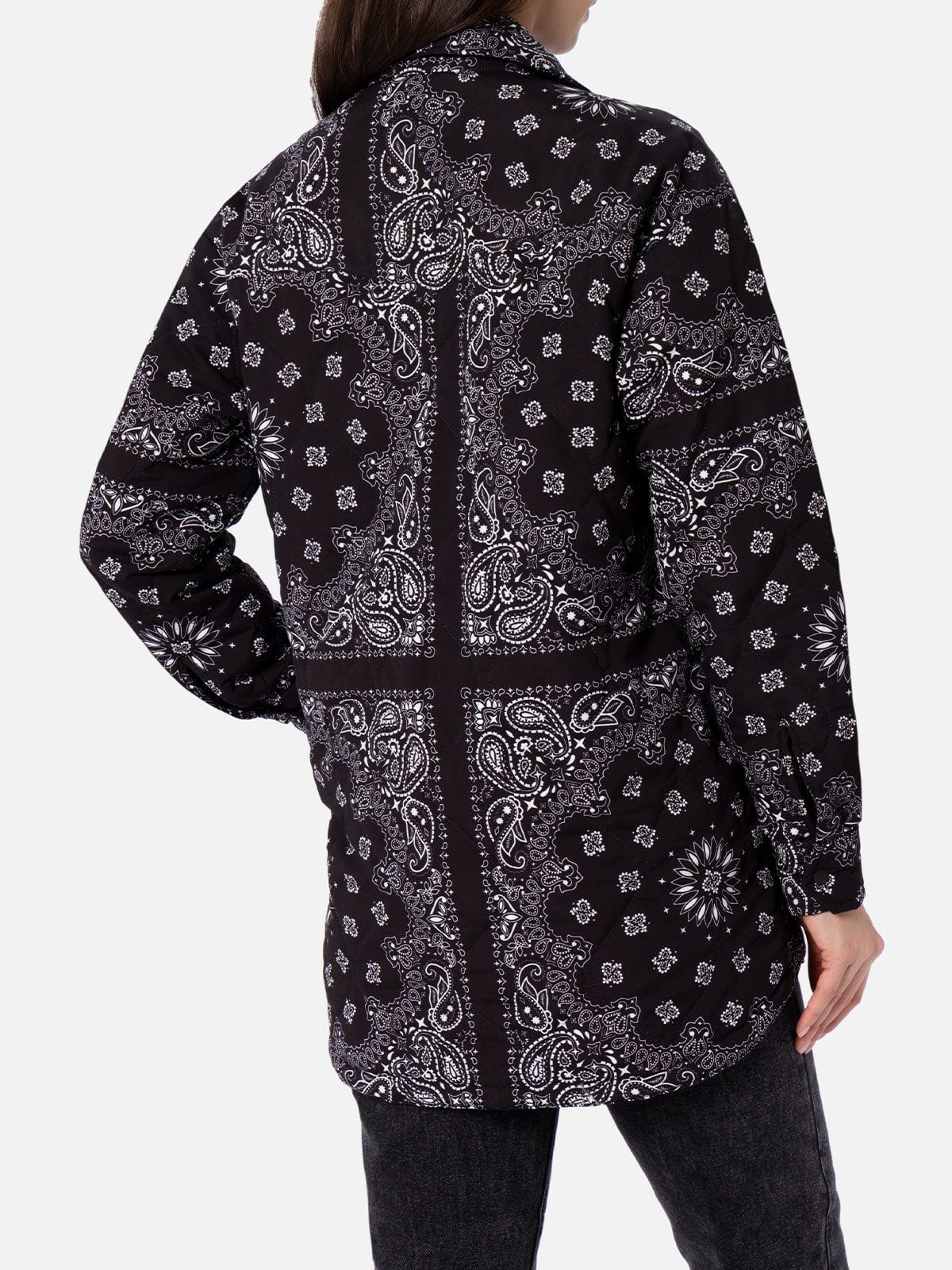 Shop Mc2 Saint Barth Woman Jacket With Black Bandanna Print