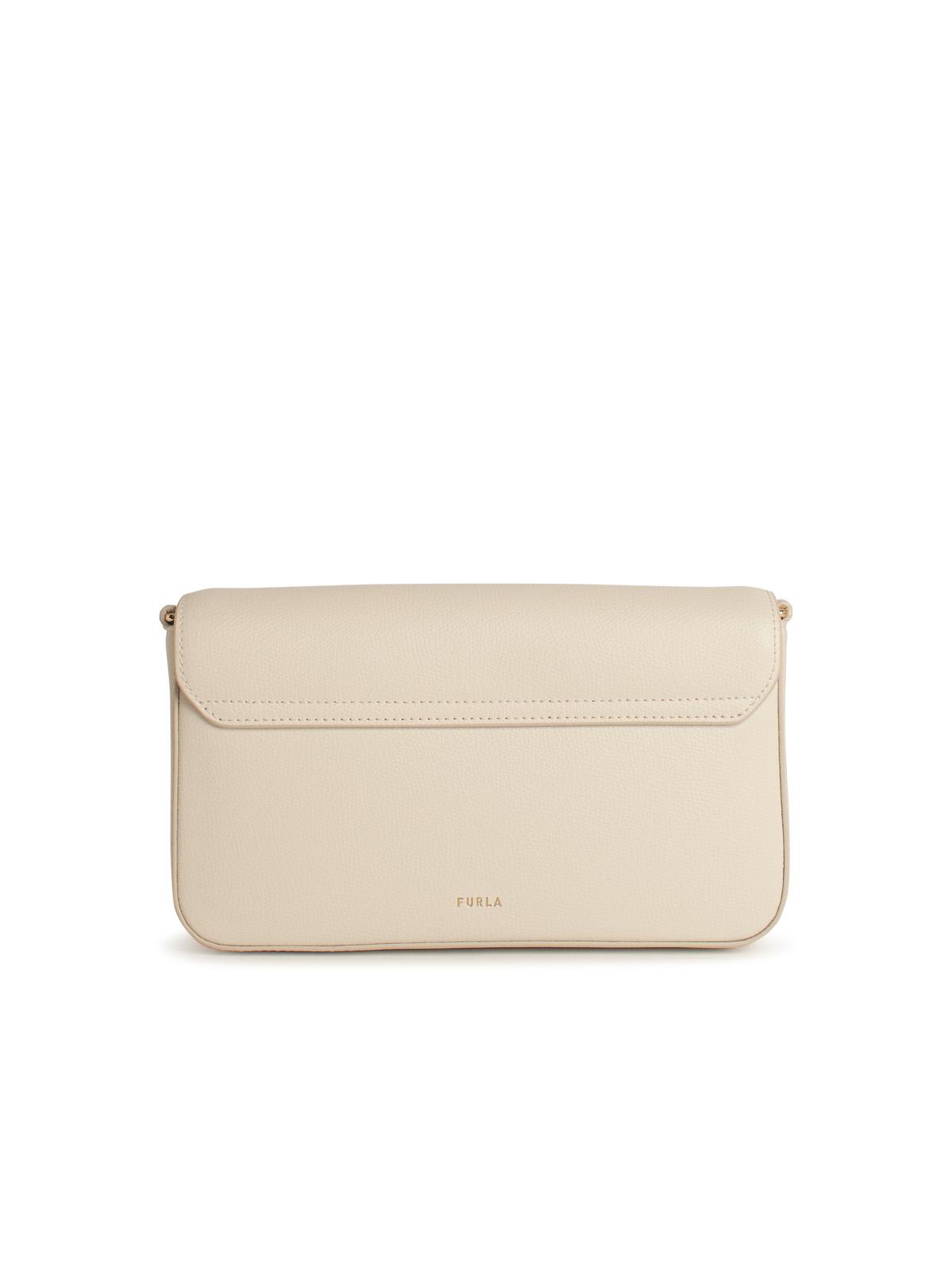Furla Iride Small Cream Leather Crossbody Bag In White