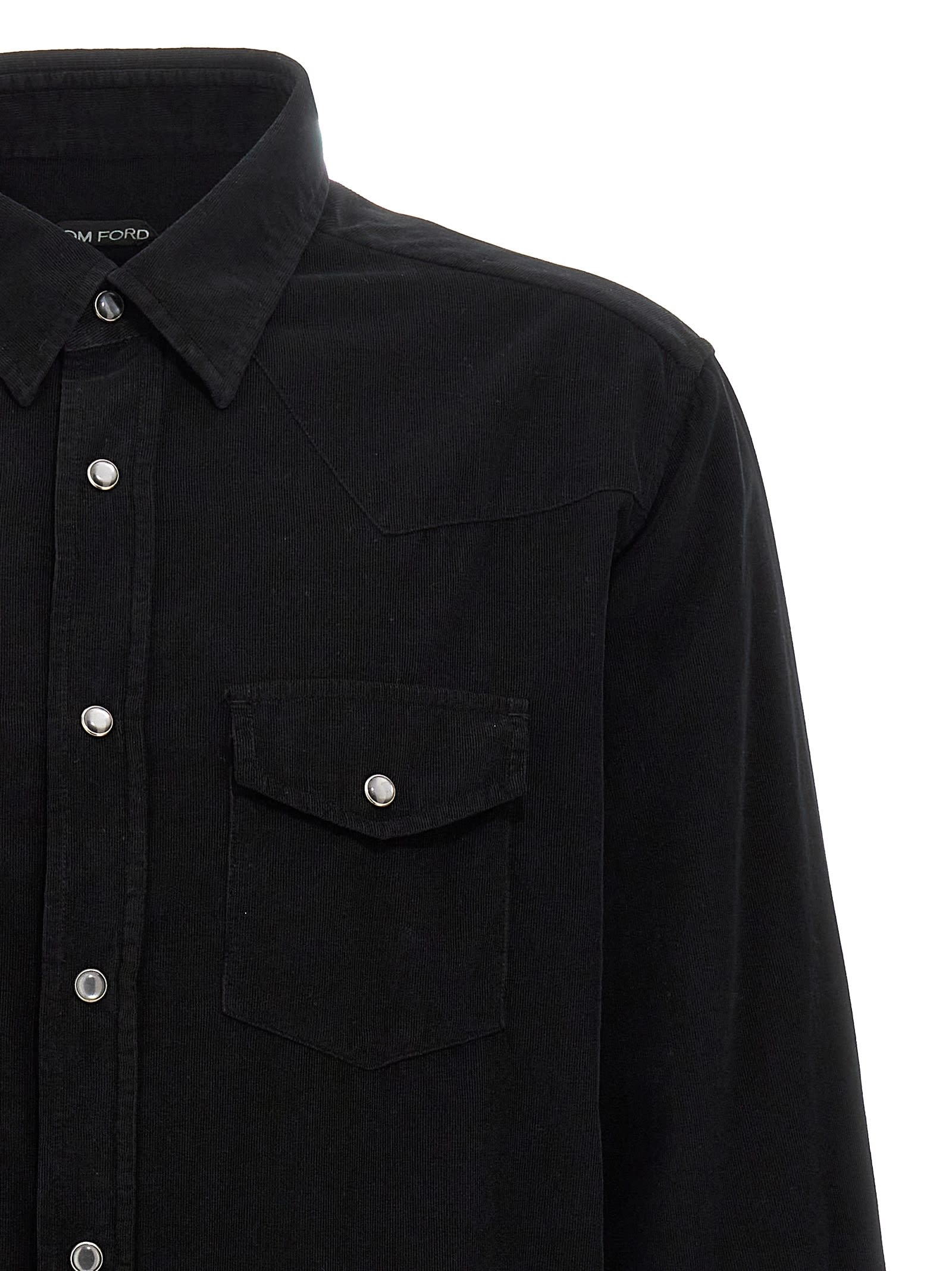 Shop Tom Ford Corduroy Shirt In Black