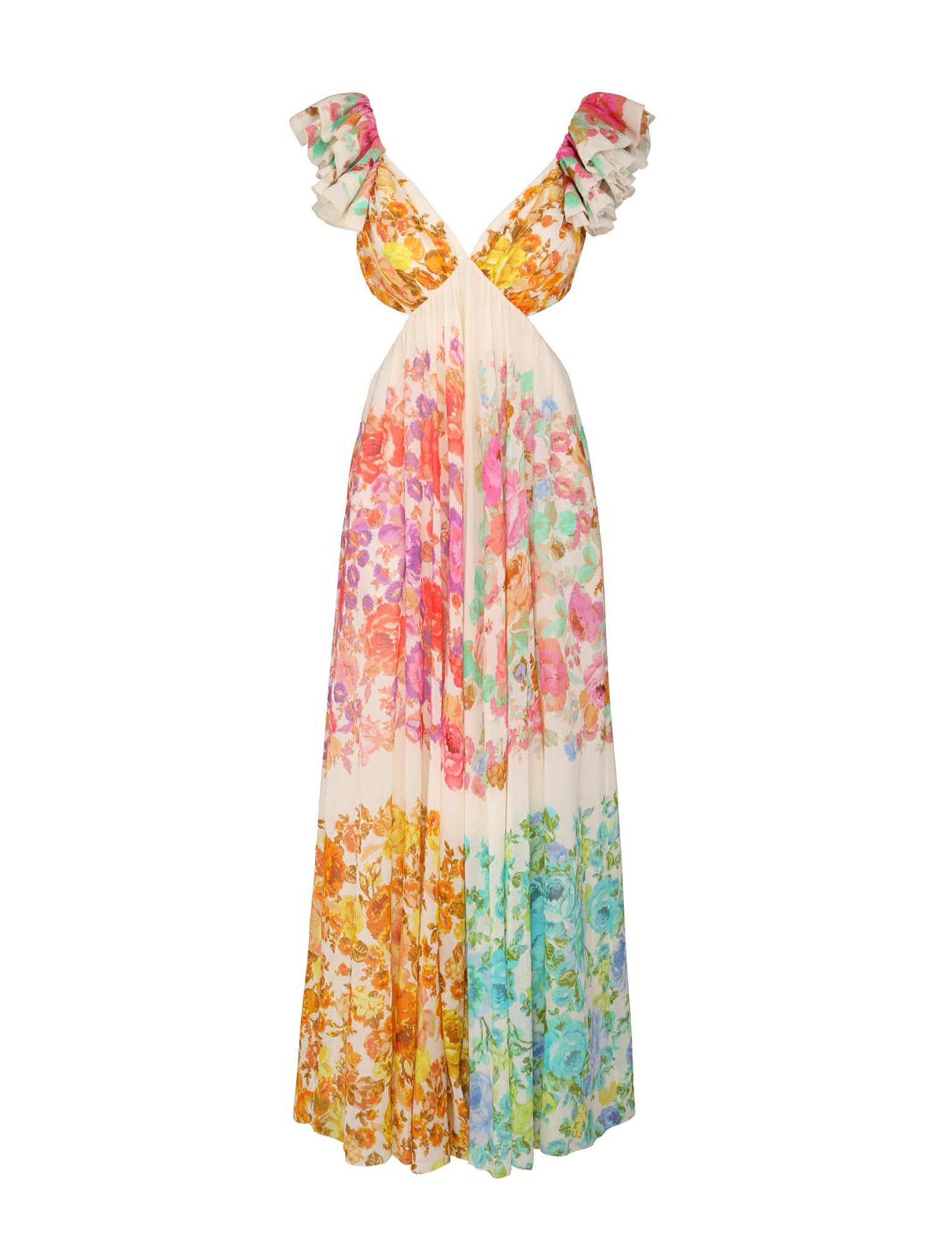 ZIMMERMANN RAIE FRILL SHOULDER MIDI DRESS