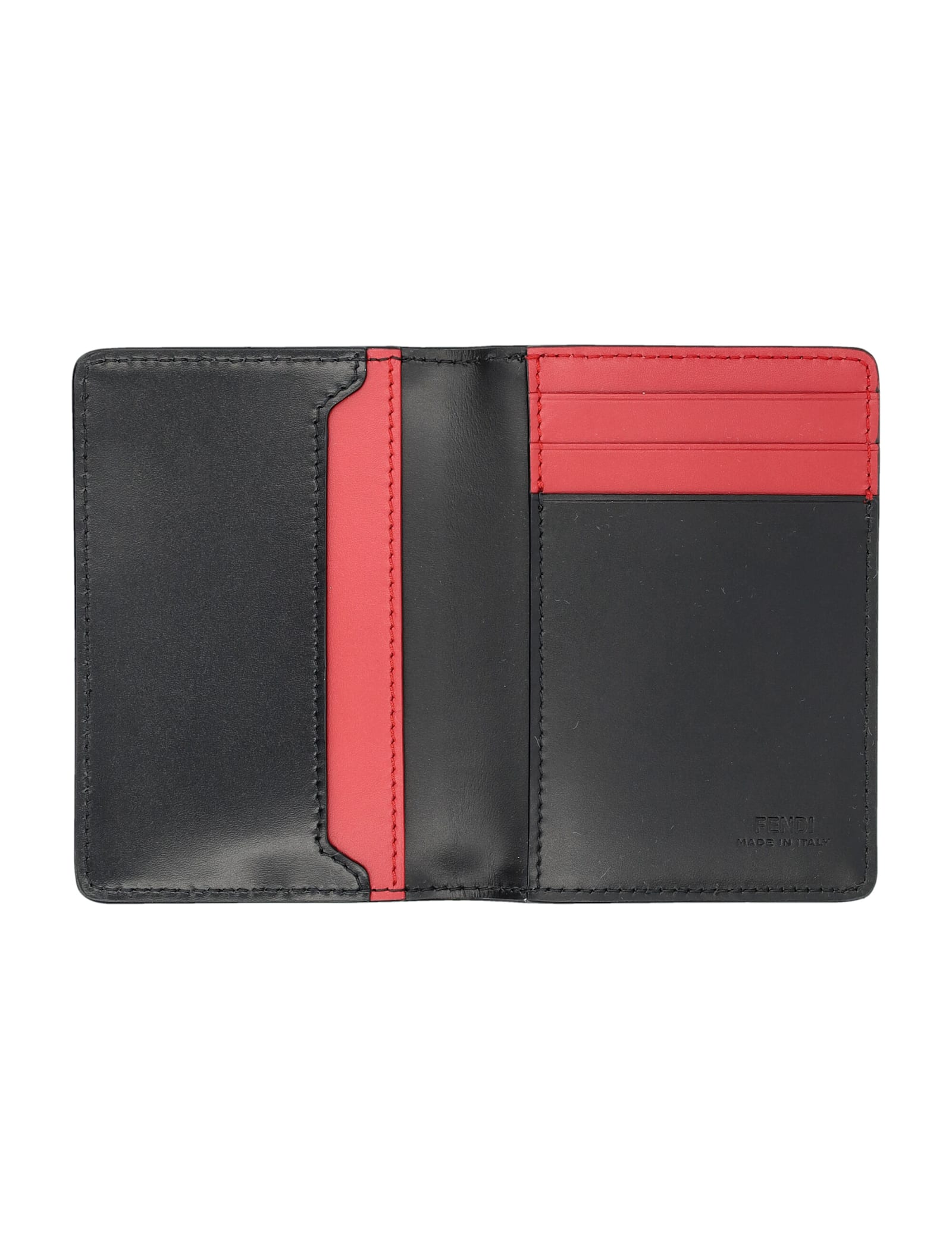 Fendi Vertical Ff All Over Card Holder Wallets Black In Black