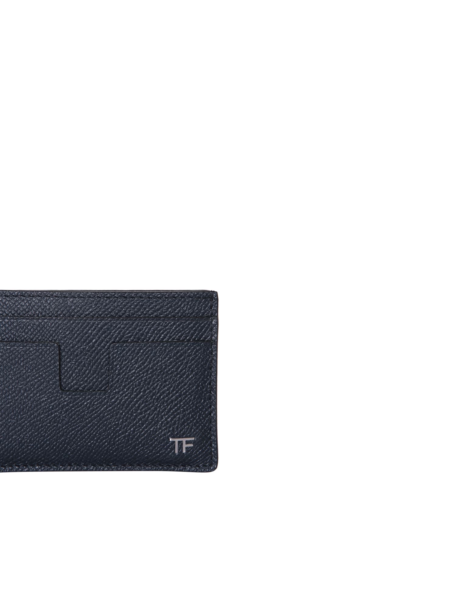 Shop Tom Ford Small Grain 4 Slots Blue Cardholder