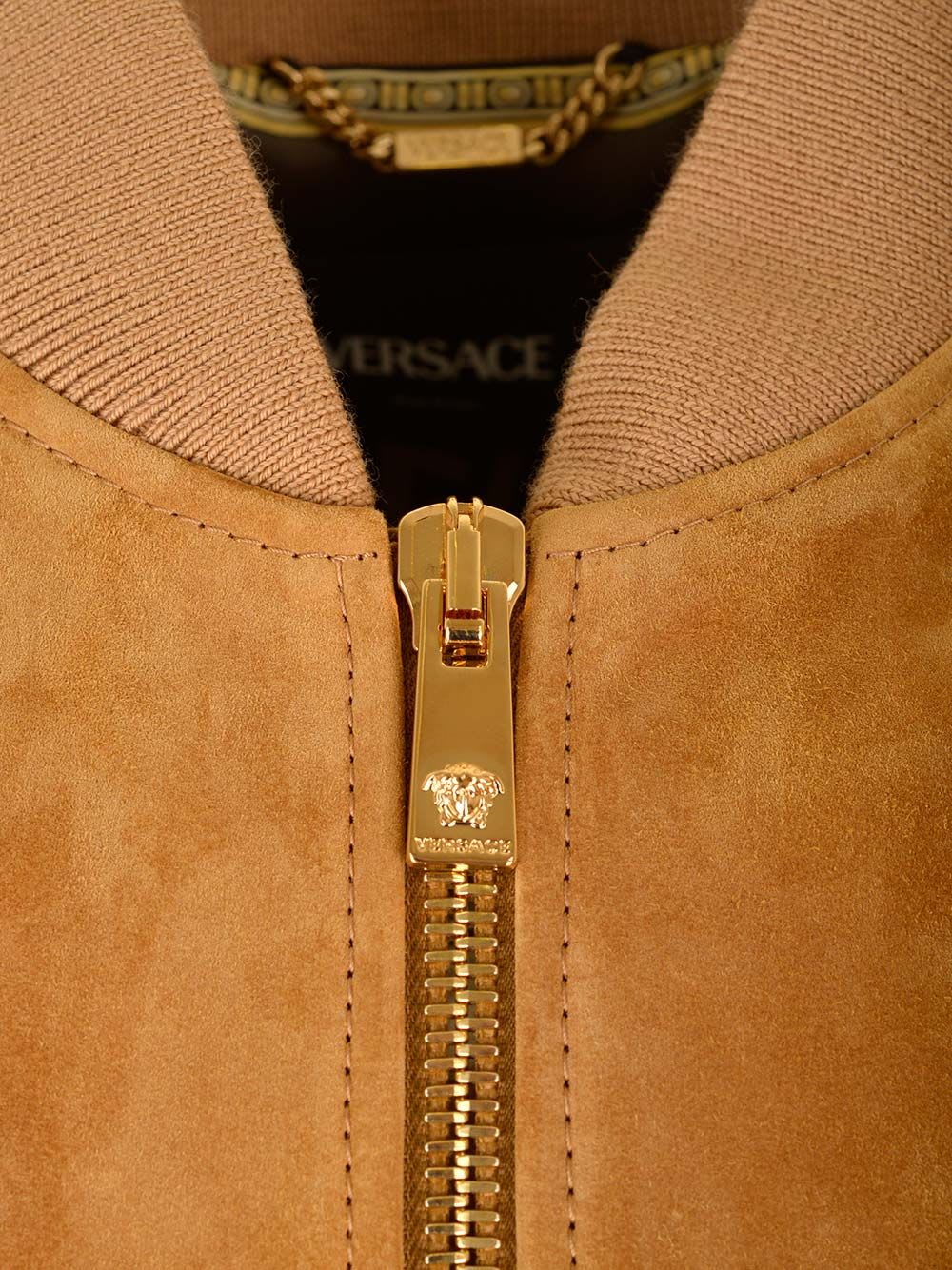 Shop Versace Bomber Jacket In Brown