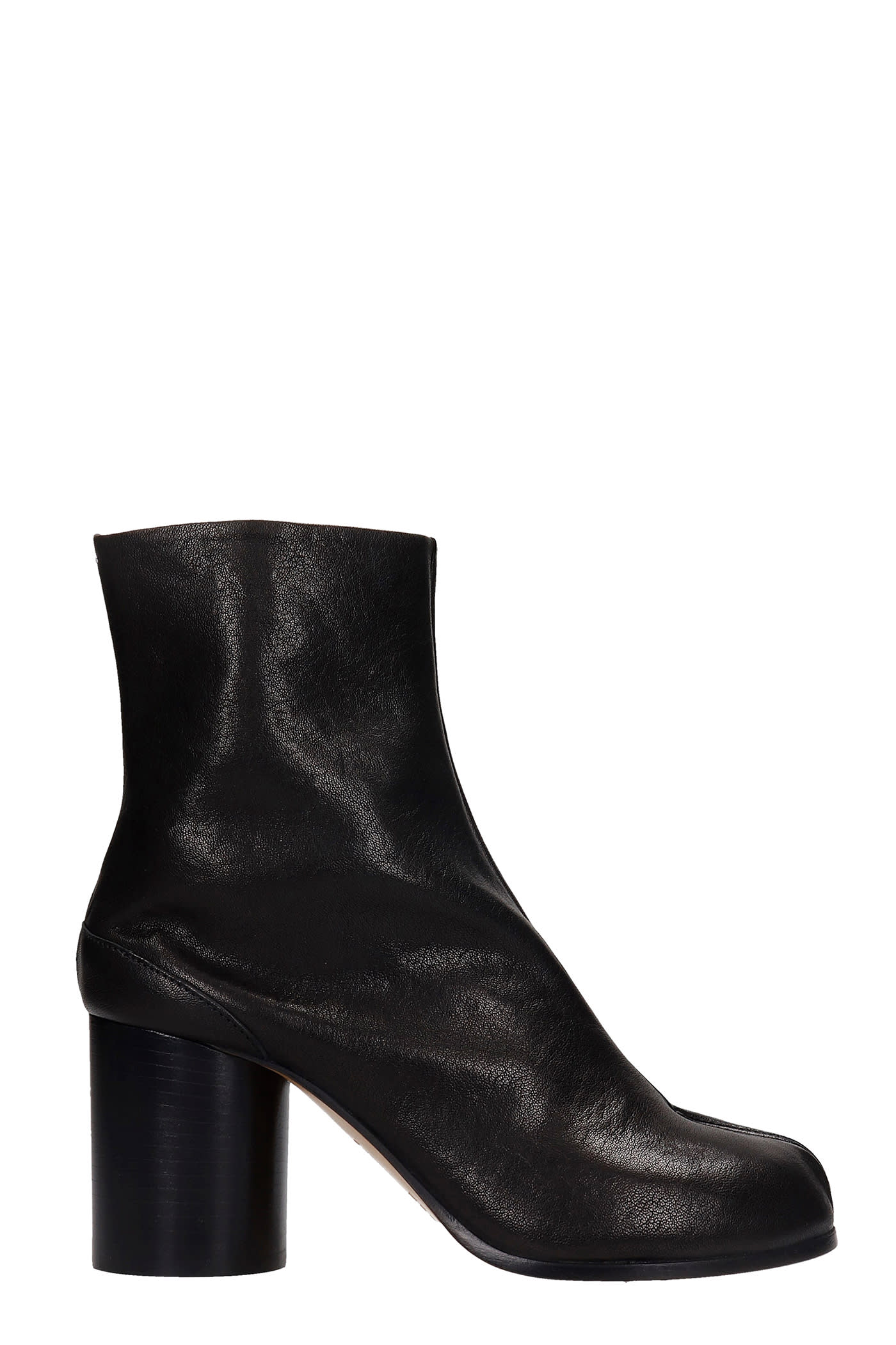 Maison Margiela Tabi High Heels Ankle Boots In Black Leather