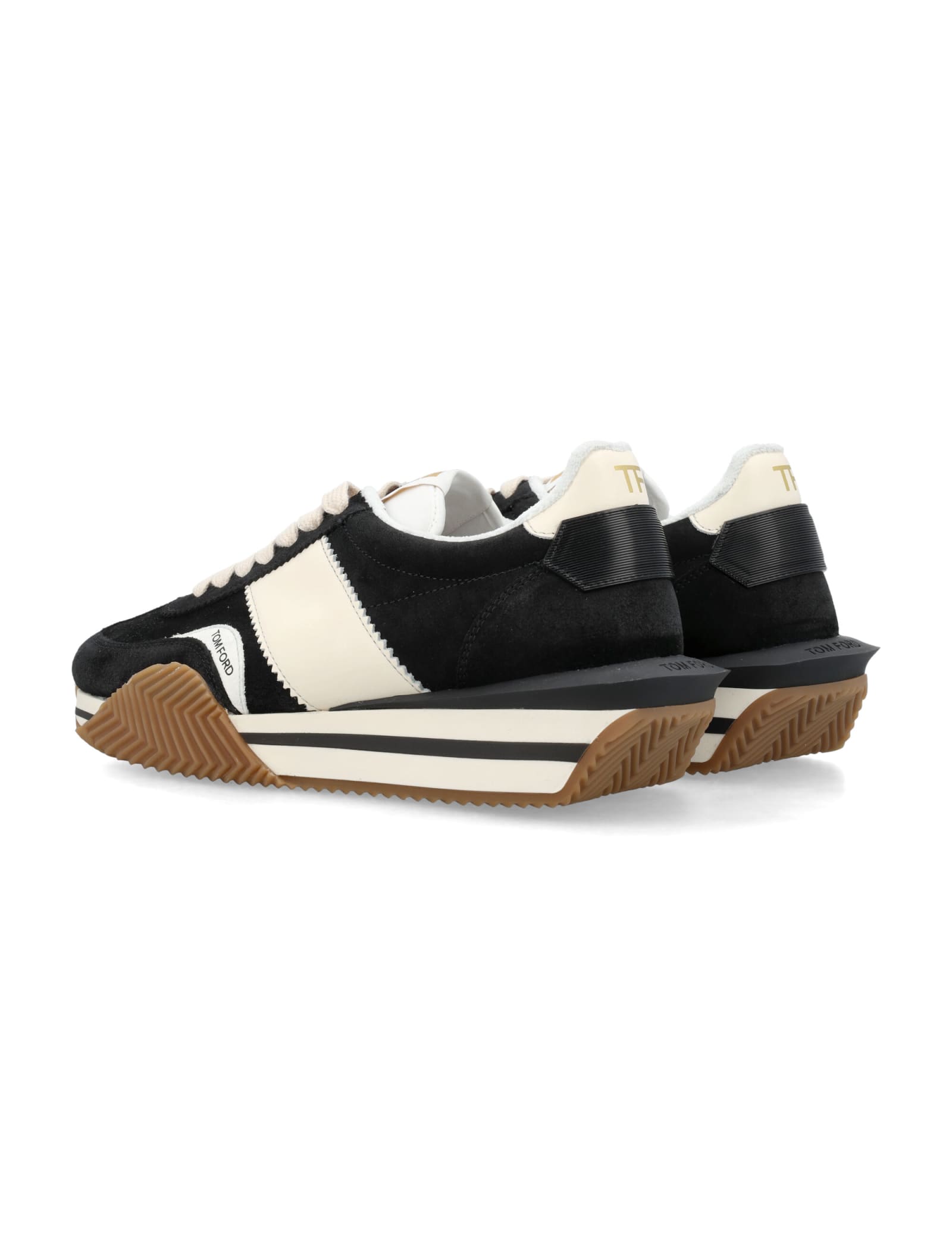 Shop Tom Ford James Sneakers In Black + Cream