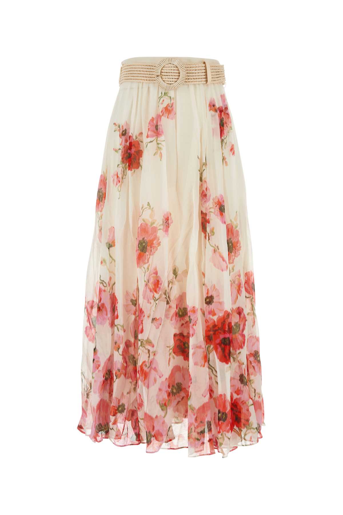 Shop Zimmermann Printed Cotton Blend Lightburst Skirt In Creamredfloral