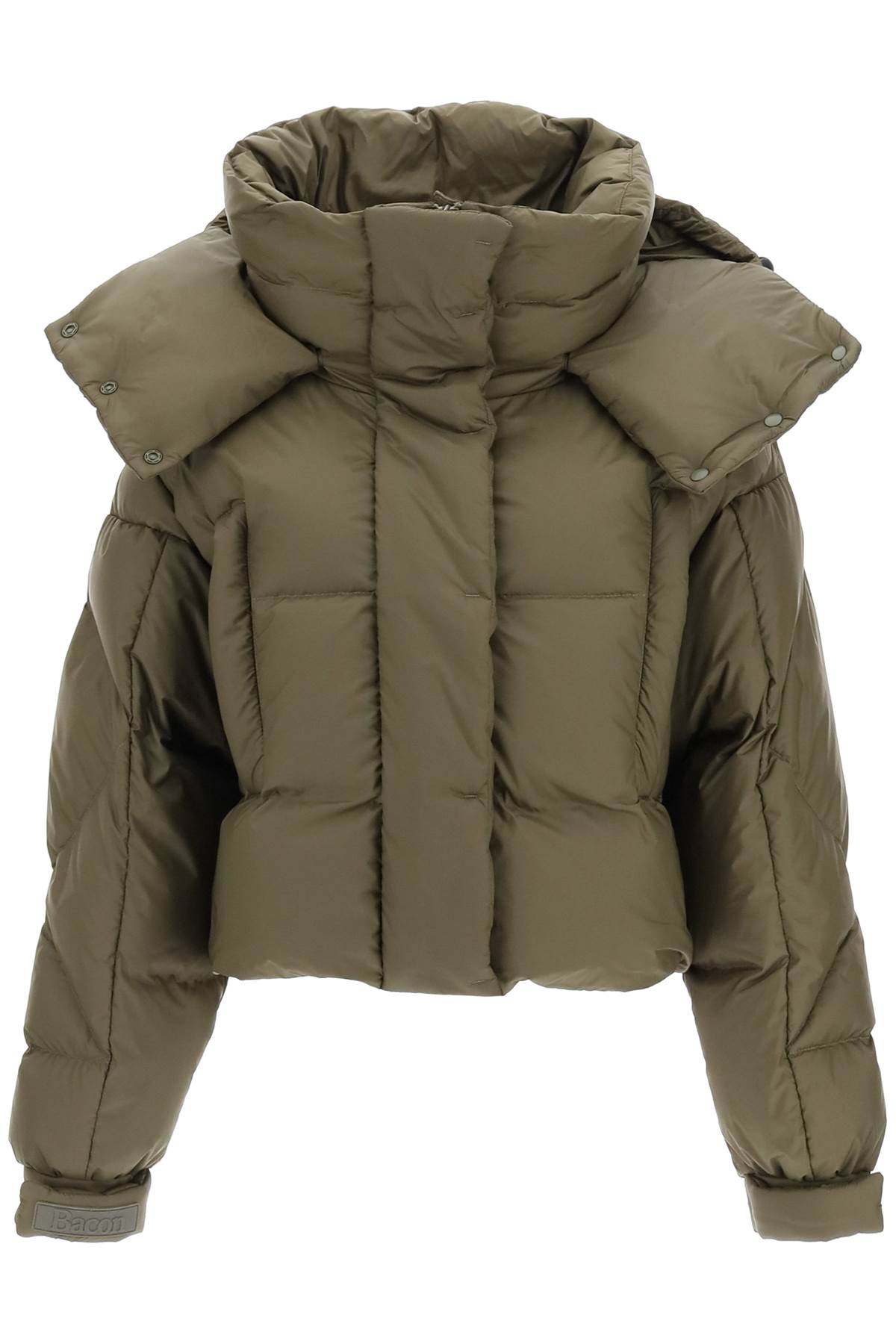 Bacon puffa Ring Wlt Cropped Puffer Jacket With Snap-off Hood
