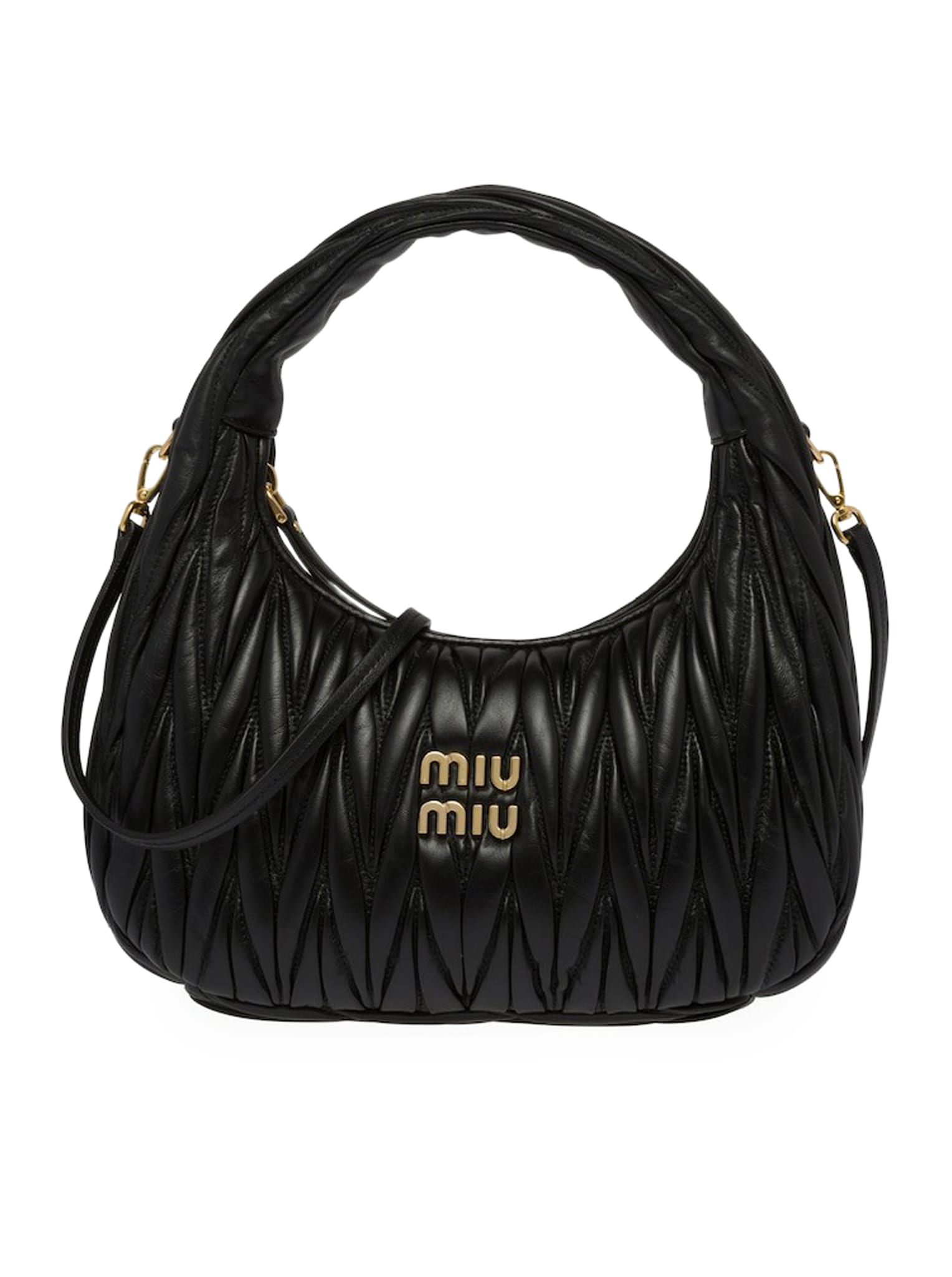 Miu Miu Women Wander Small Leather Handbag In Black