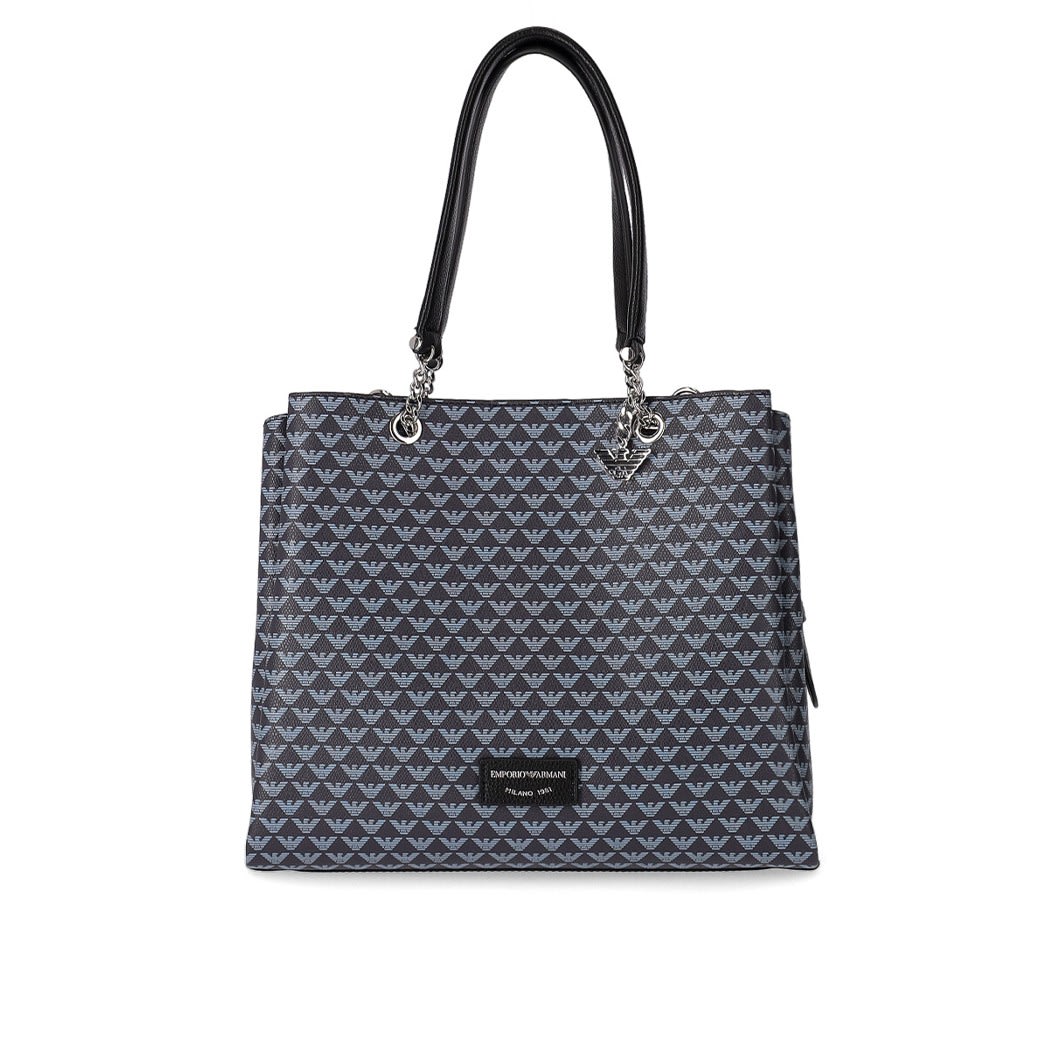Emporio Armani Charm Monogram Navy Blue Shopping Bag
