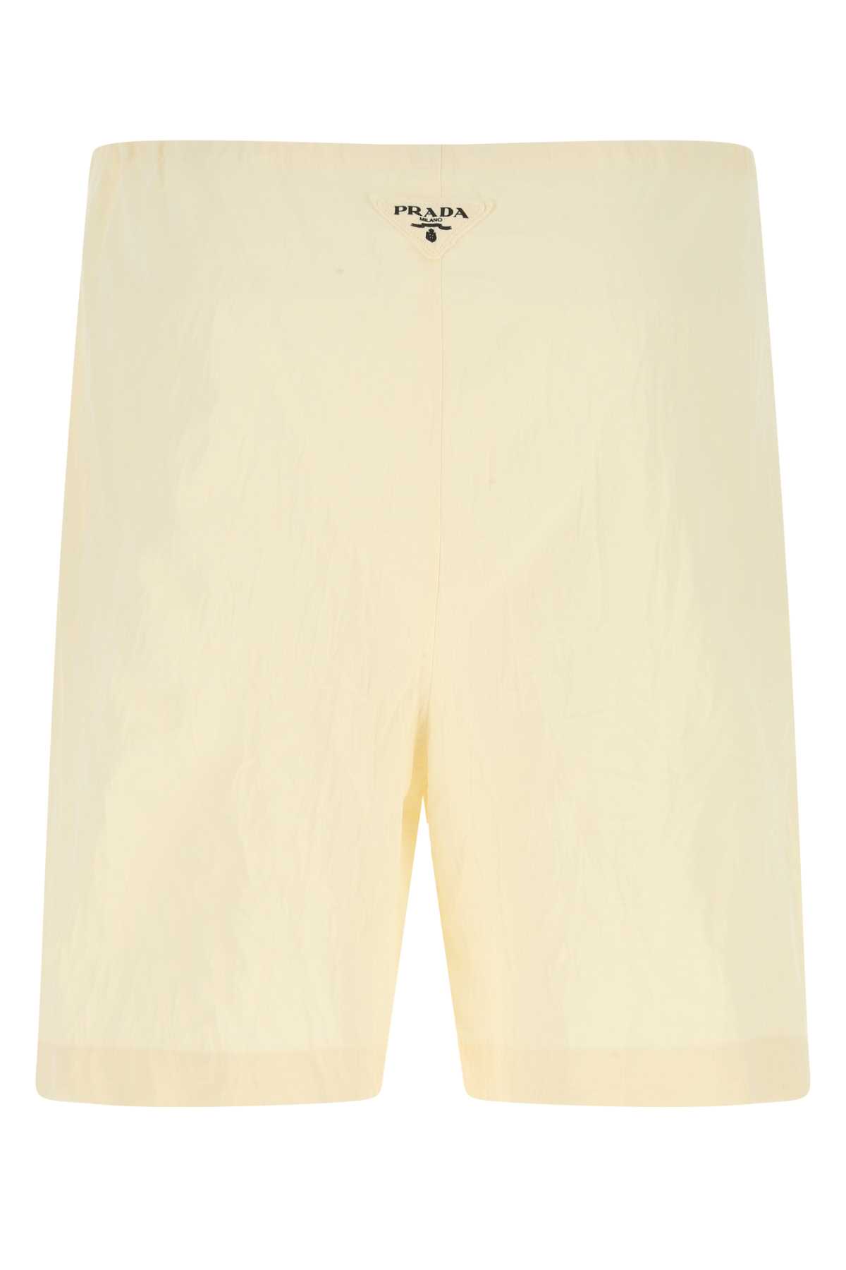 Prada Ivory Cotton Bermuda Shorts In F0304