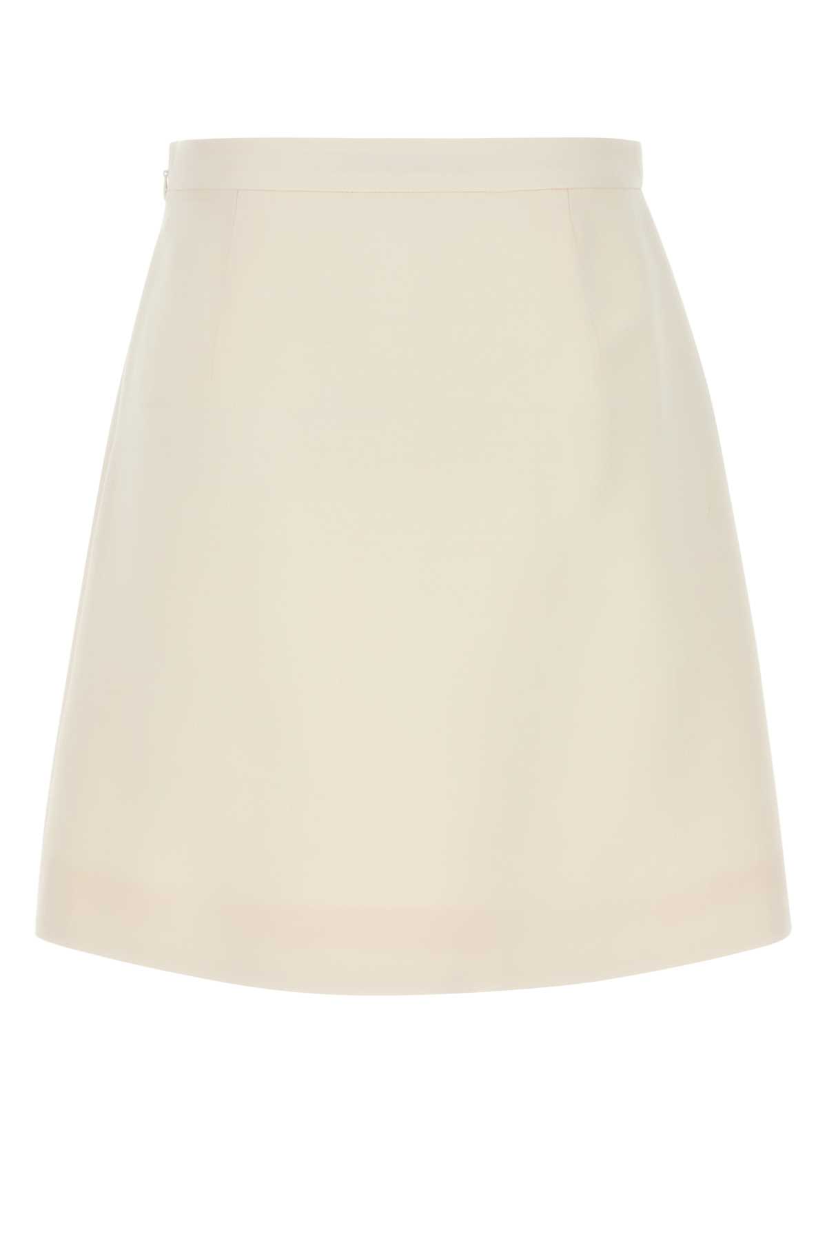 Shop Valentino White Wool Blend Mini Skirt In Avorio