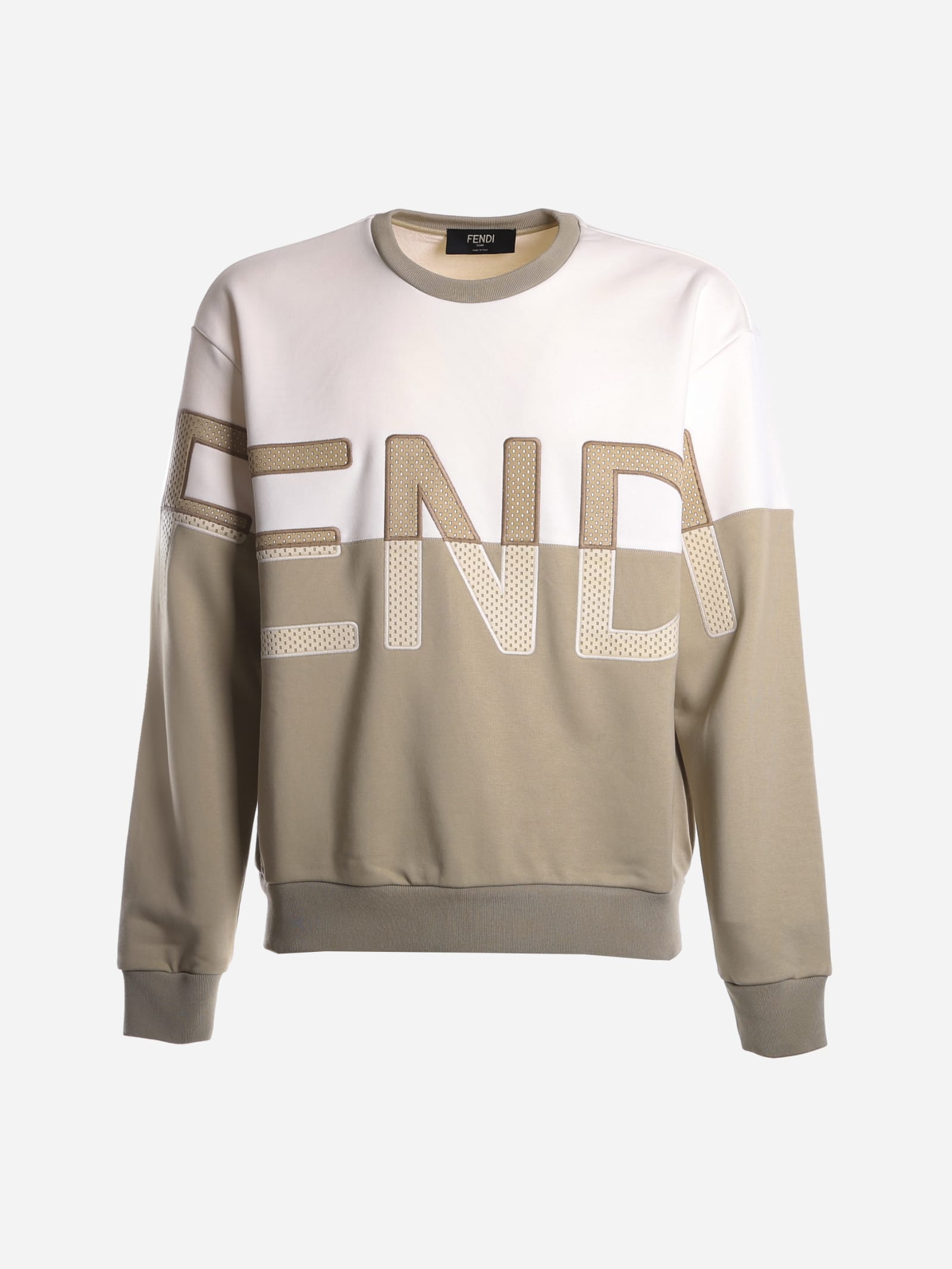 Fendi Oversized Cotton Blend Sweatshirt With Embroidered Logo
