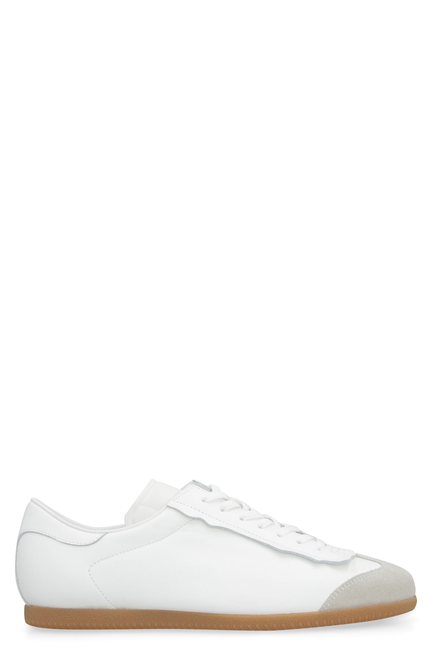 Shop Maison Margiela Featherlight Leather Sneakers In White