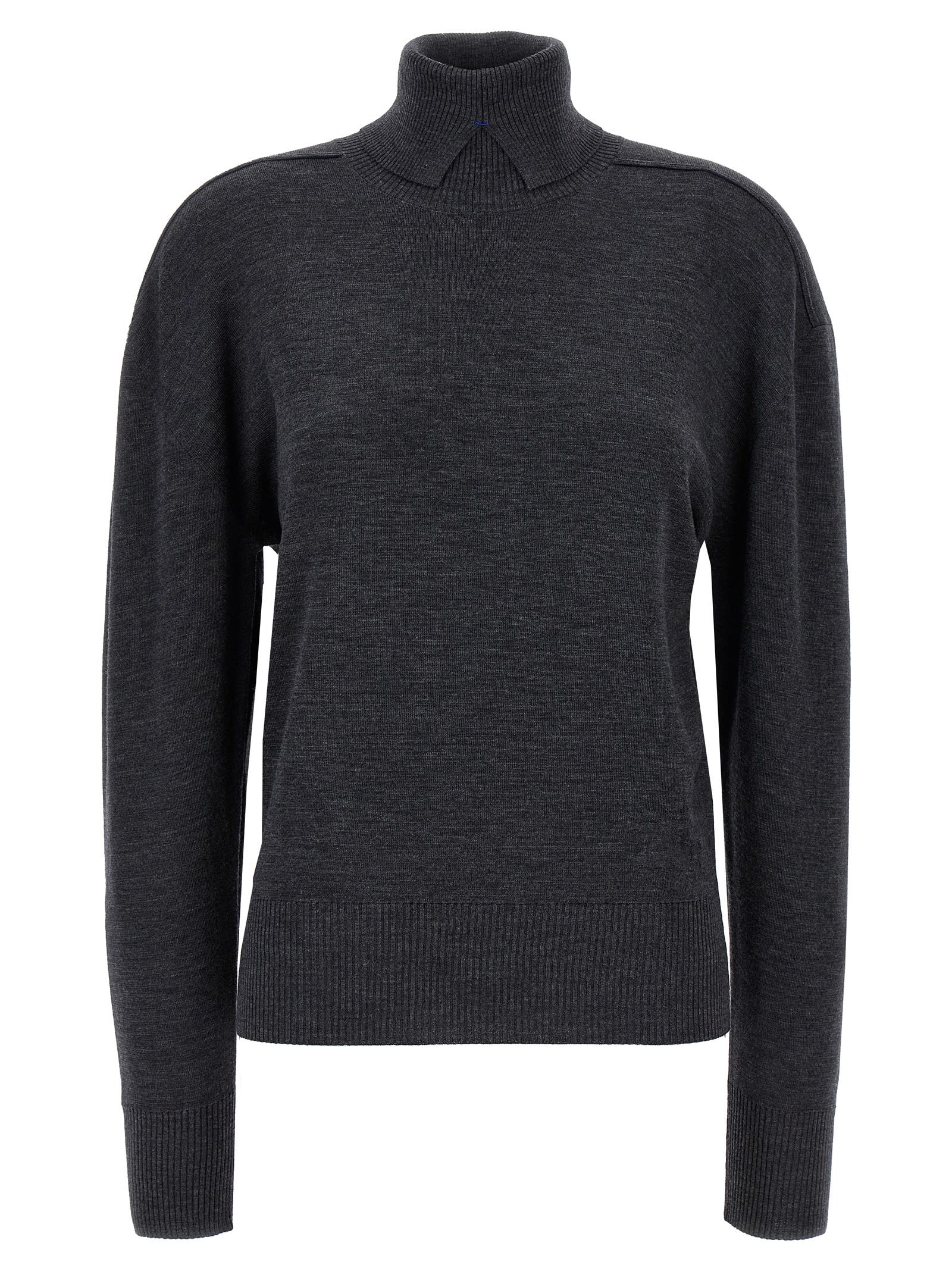 Shop Burberry High Neck Sweater In Gray