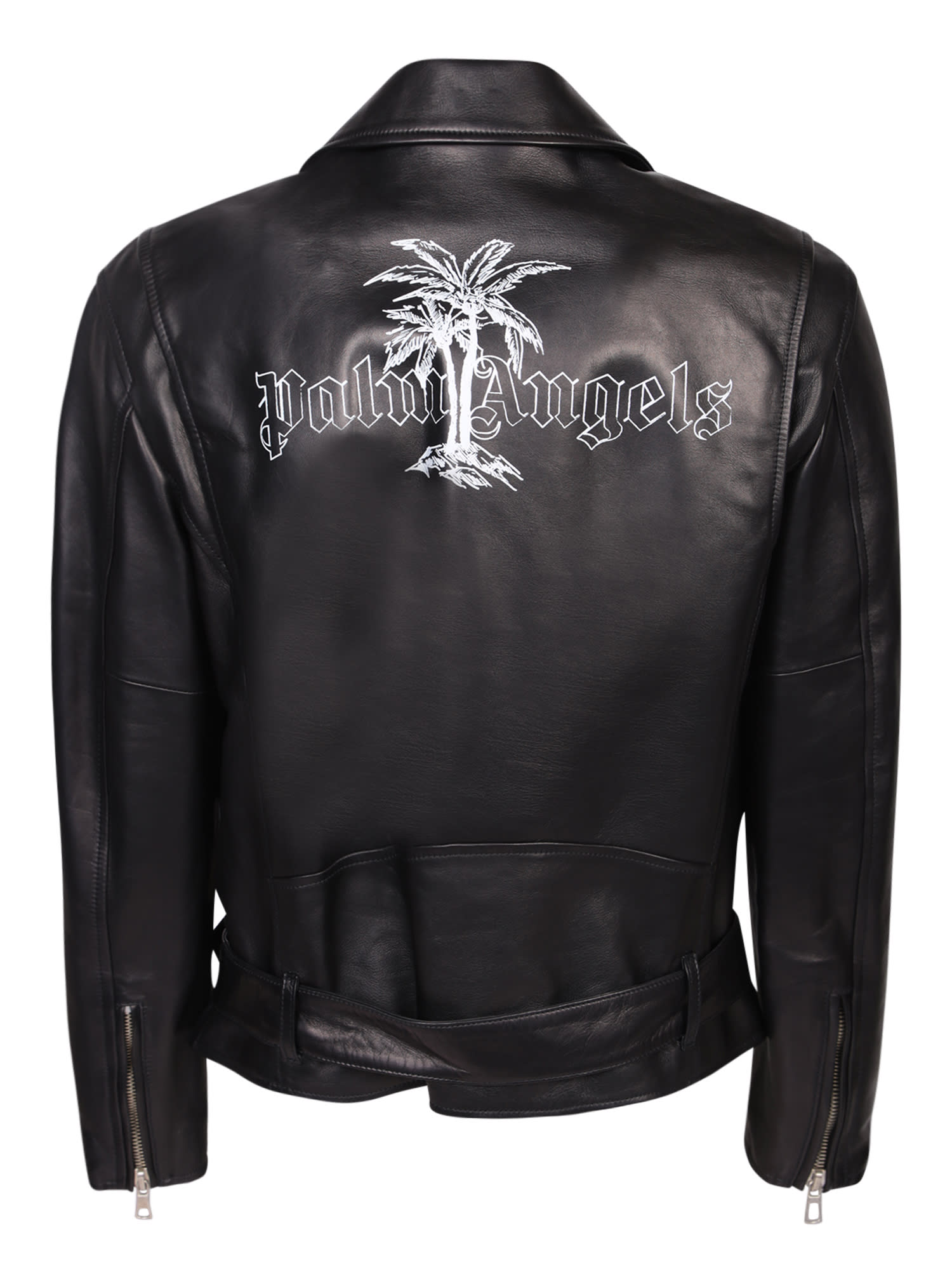 Shop Palm Angels Biker Jacket In Black