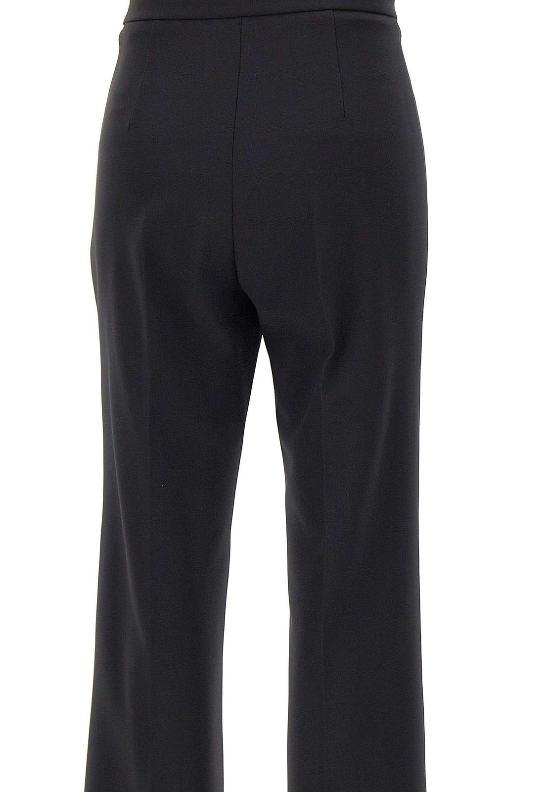 Shop Elisabetta Franchi Logo Plaque High-waist Trousers In Black