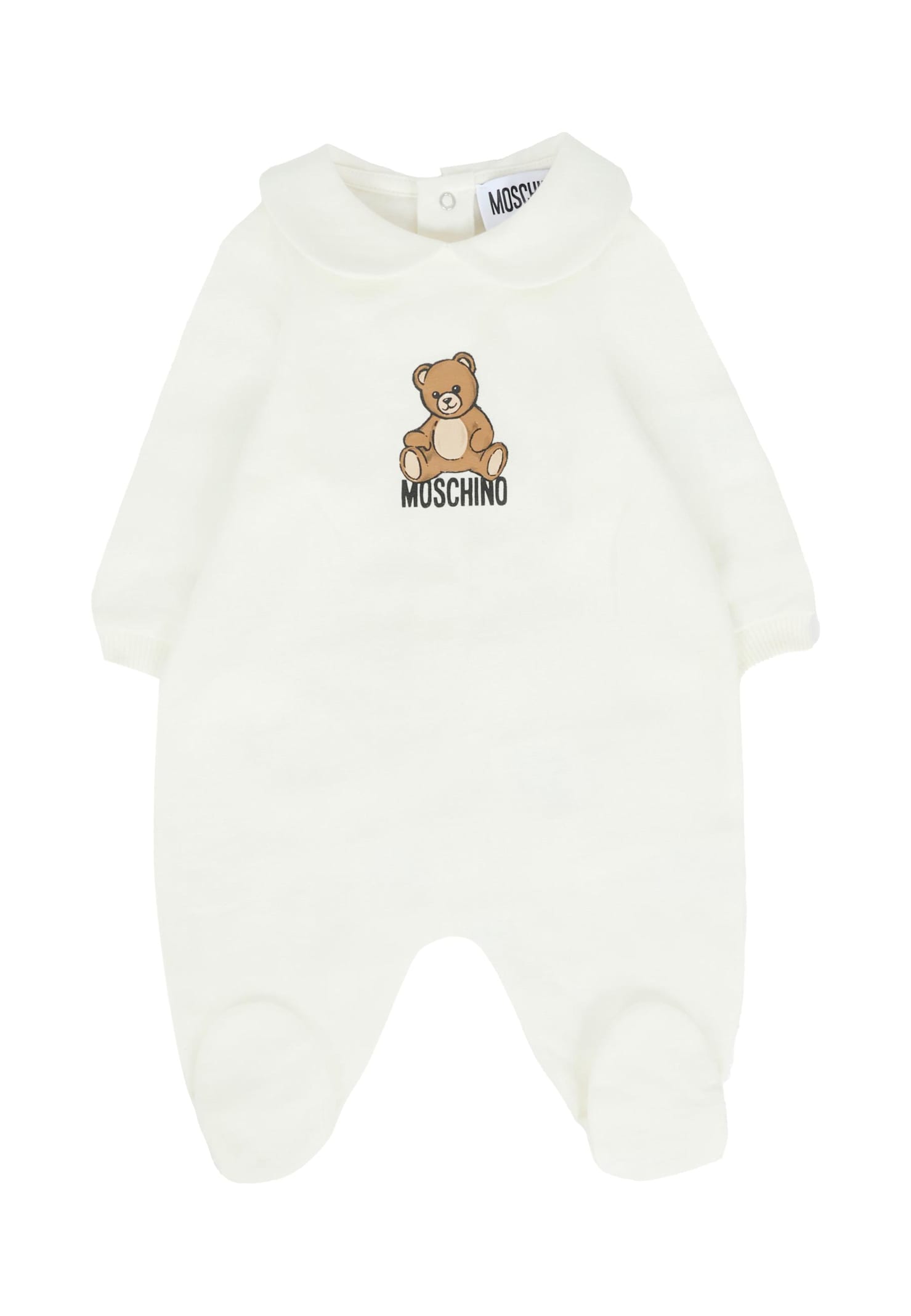 Moschino Ivory Babygrow For Babykids With Teddy Bear In White