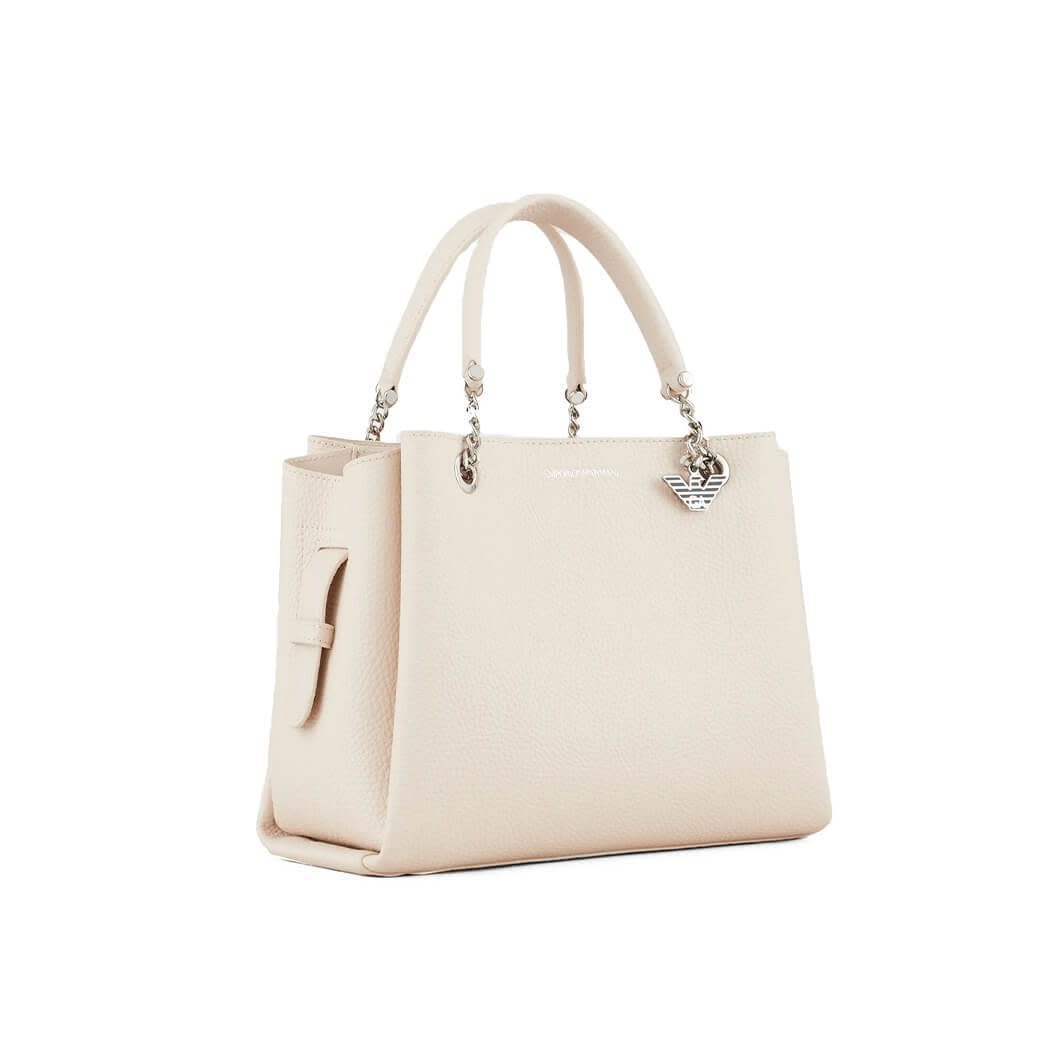 Emporio Armani Palmellato Leather-effect Handbag With Eagle Charm In White