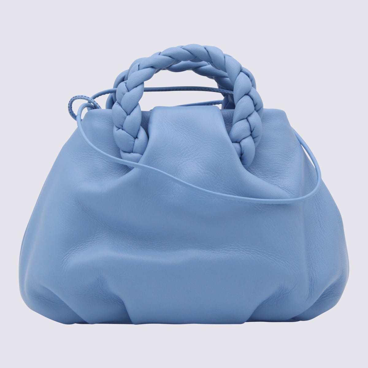 Blue Ciel Leather Bombon Handle Bag